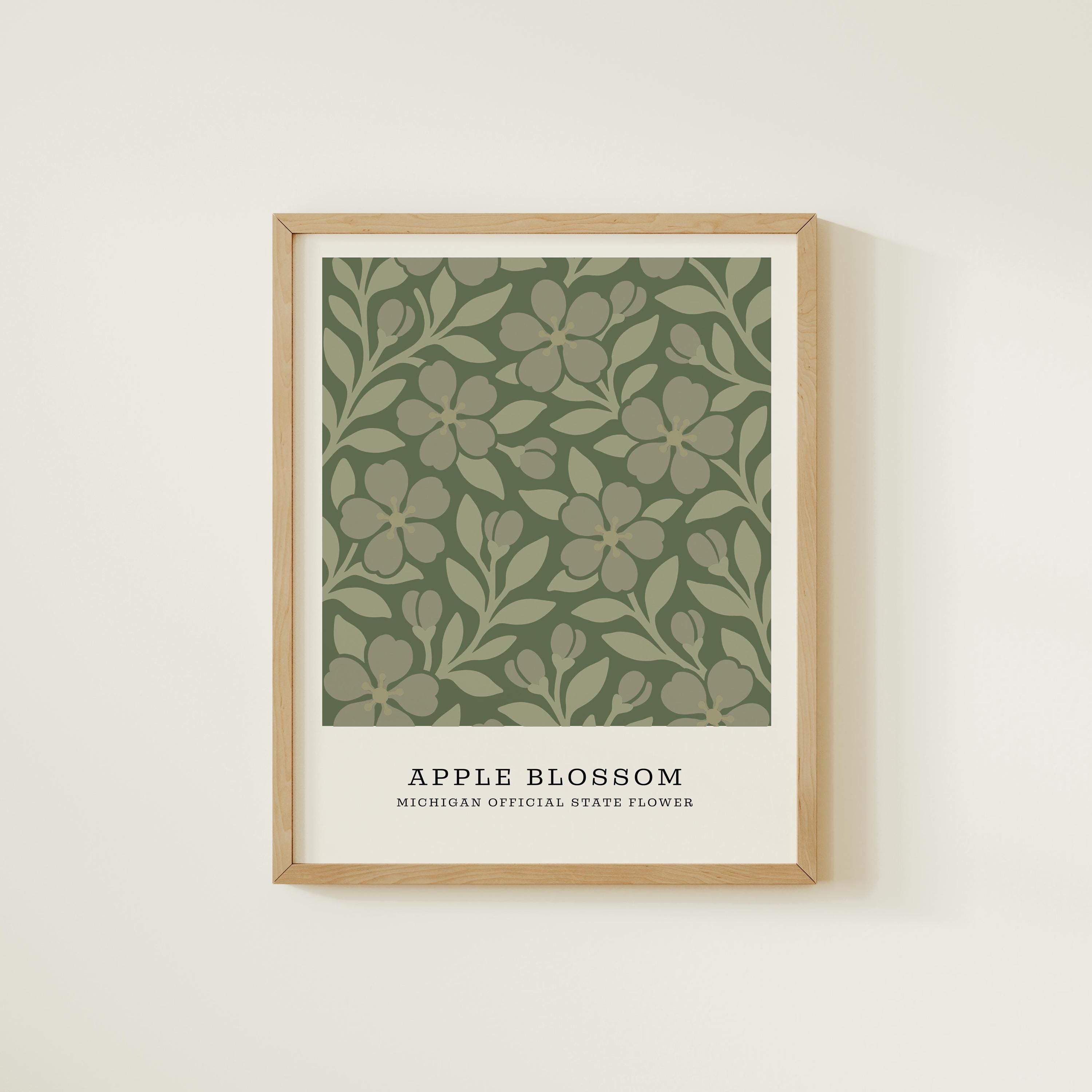 Michigan state flower art print, apple blossom