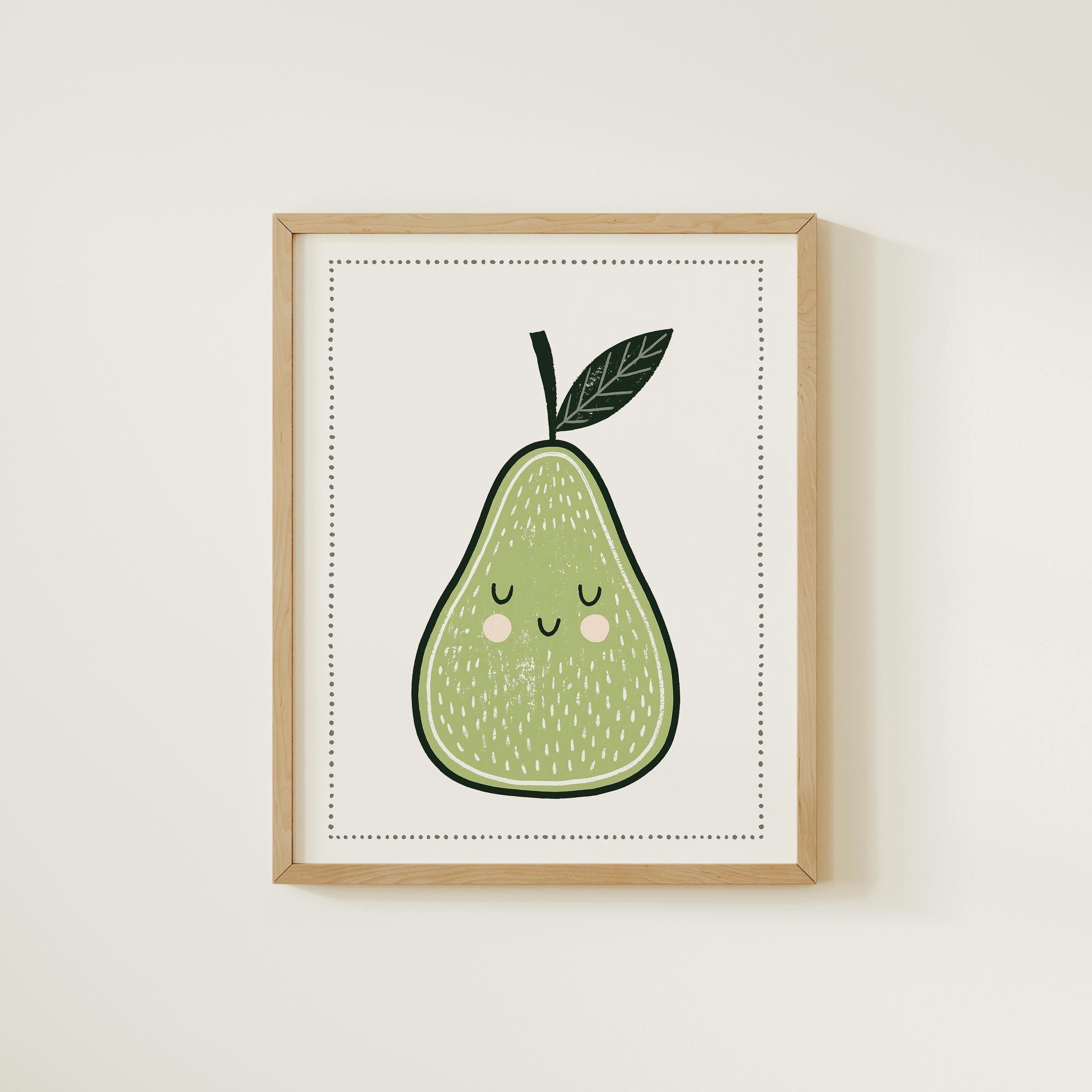 Green pear nursery print