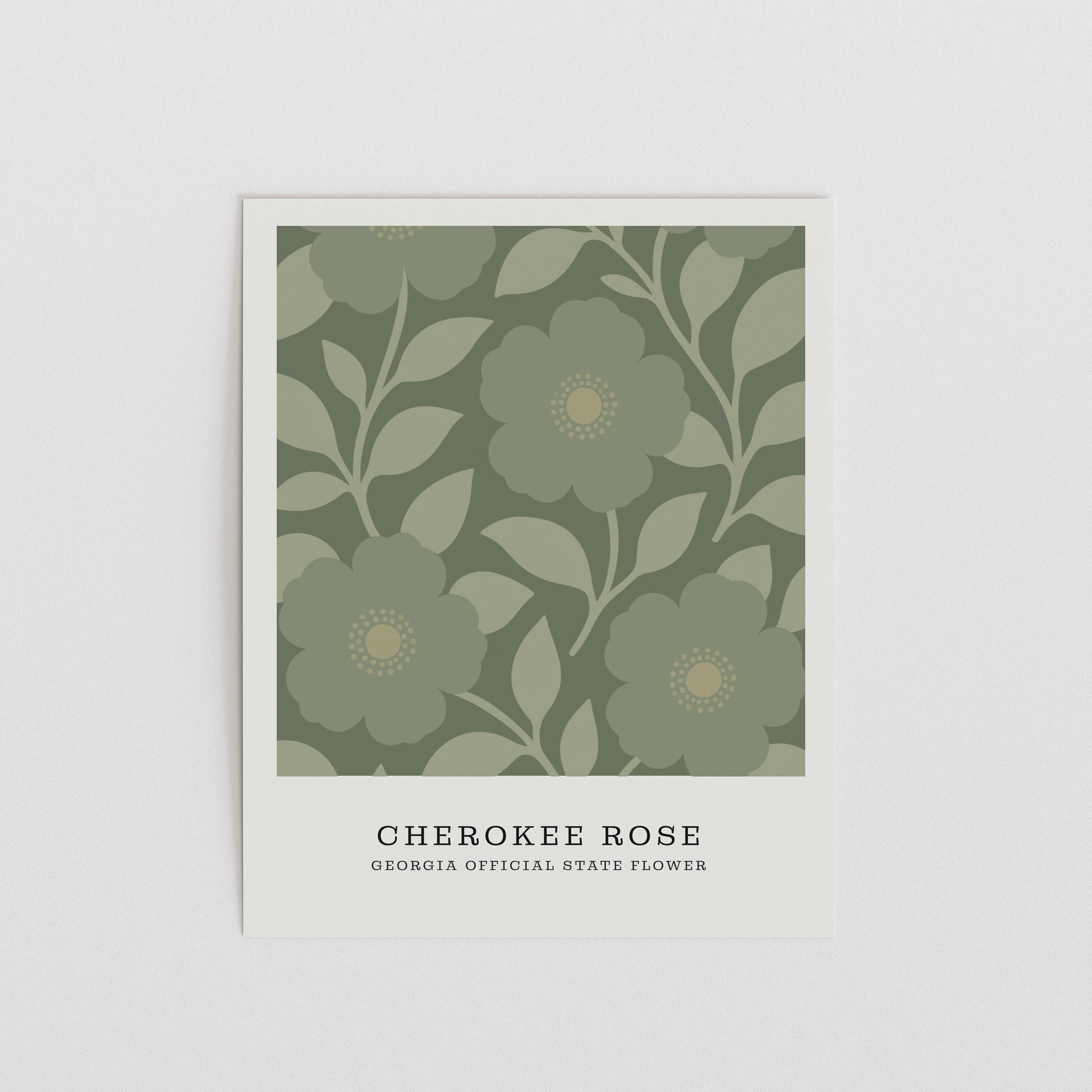 Georgia state flower art print, Cherokee rose