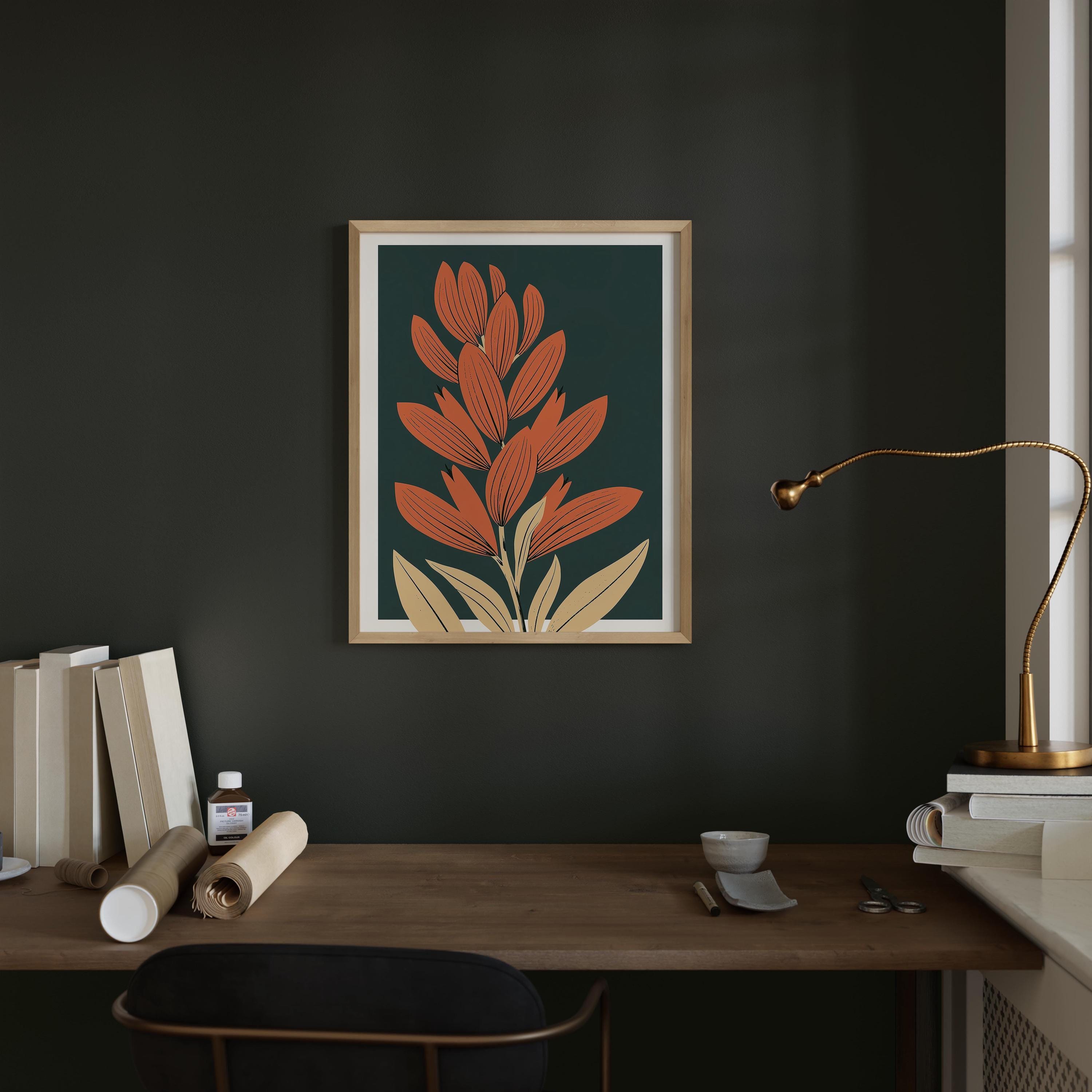 Wyoming state flower art print, Indian paintbrush