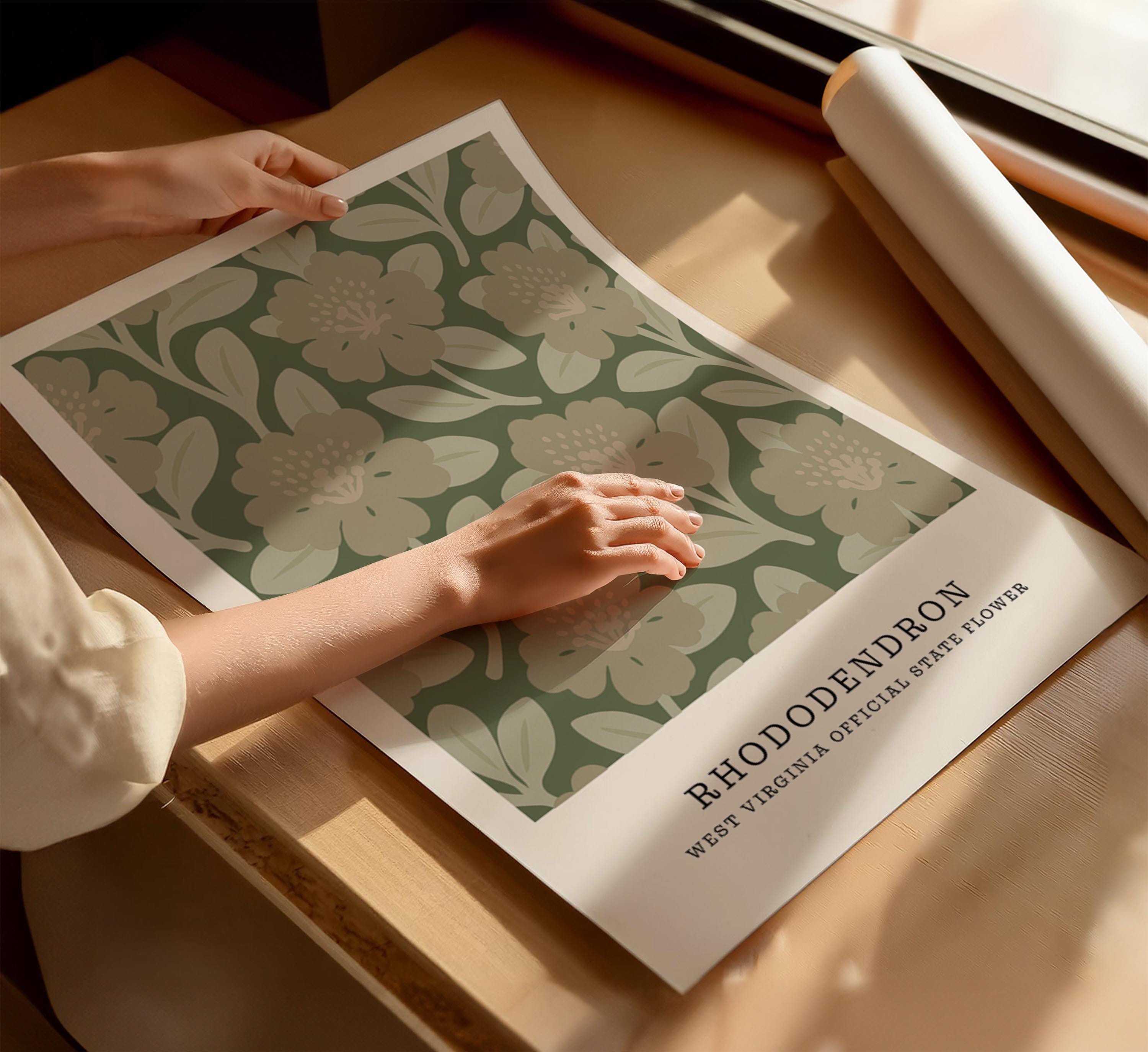West Virginia state flower art print, rhododendron