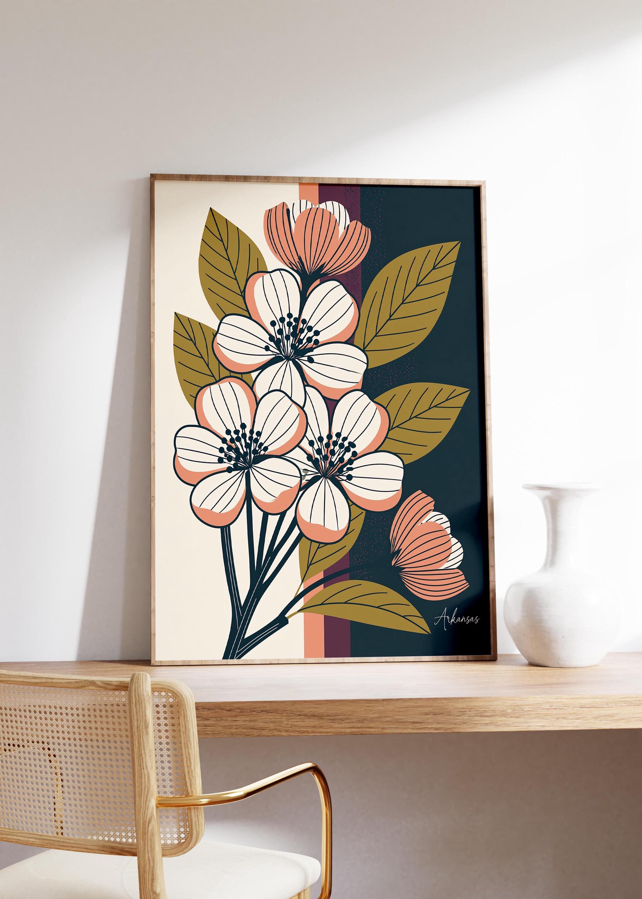Arkansas state flower art print, apple blossom