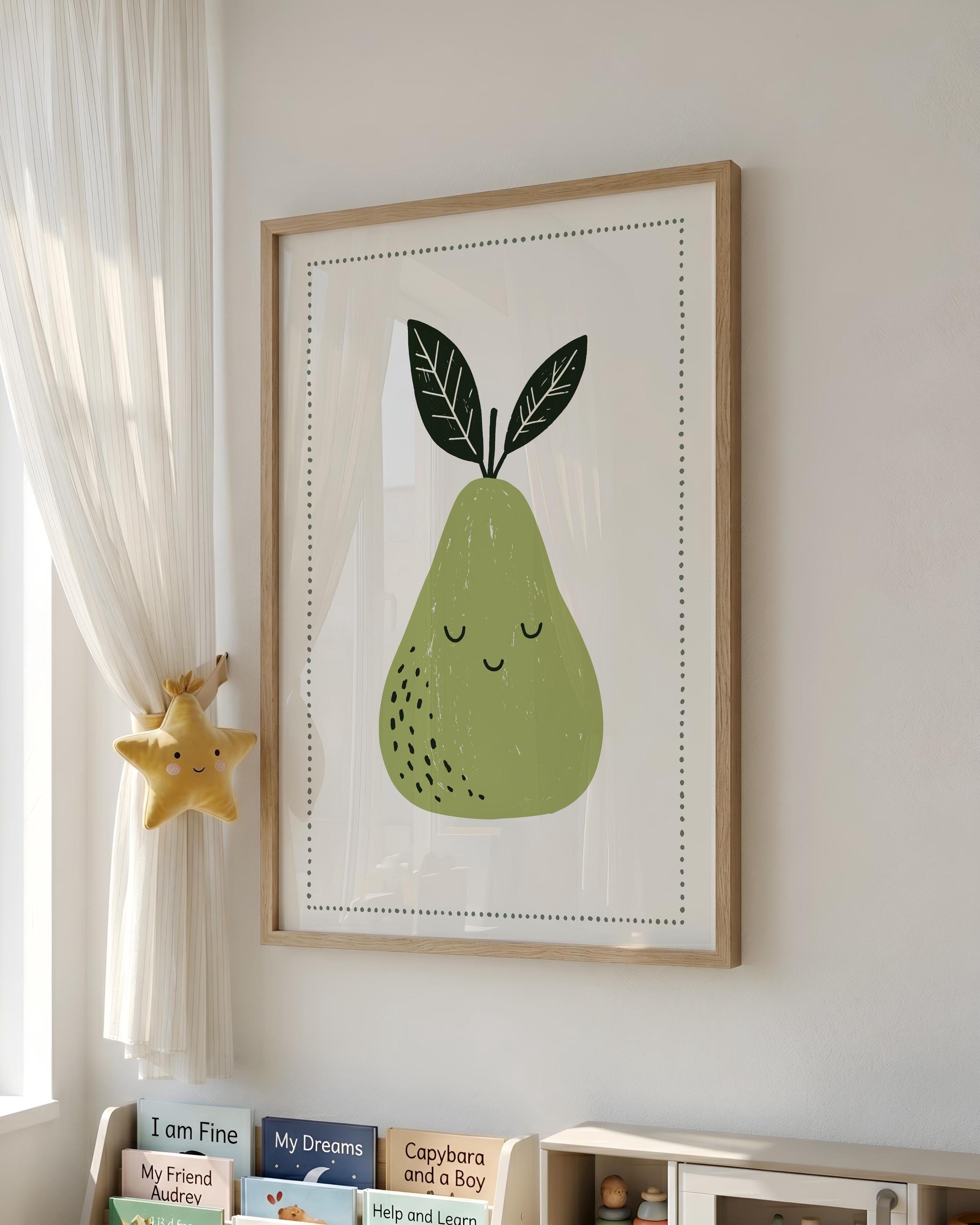 Green pear nursery print