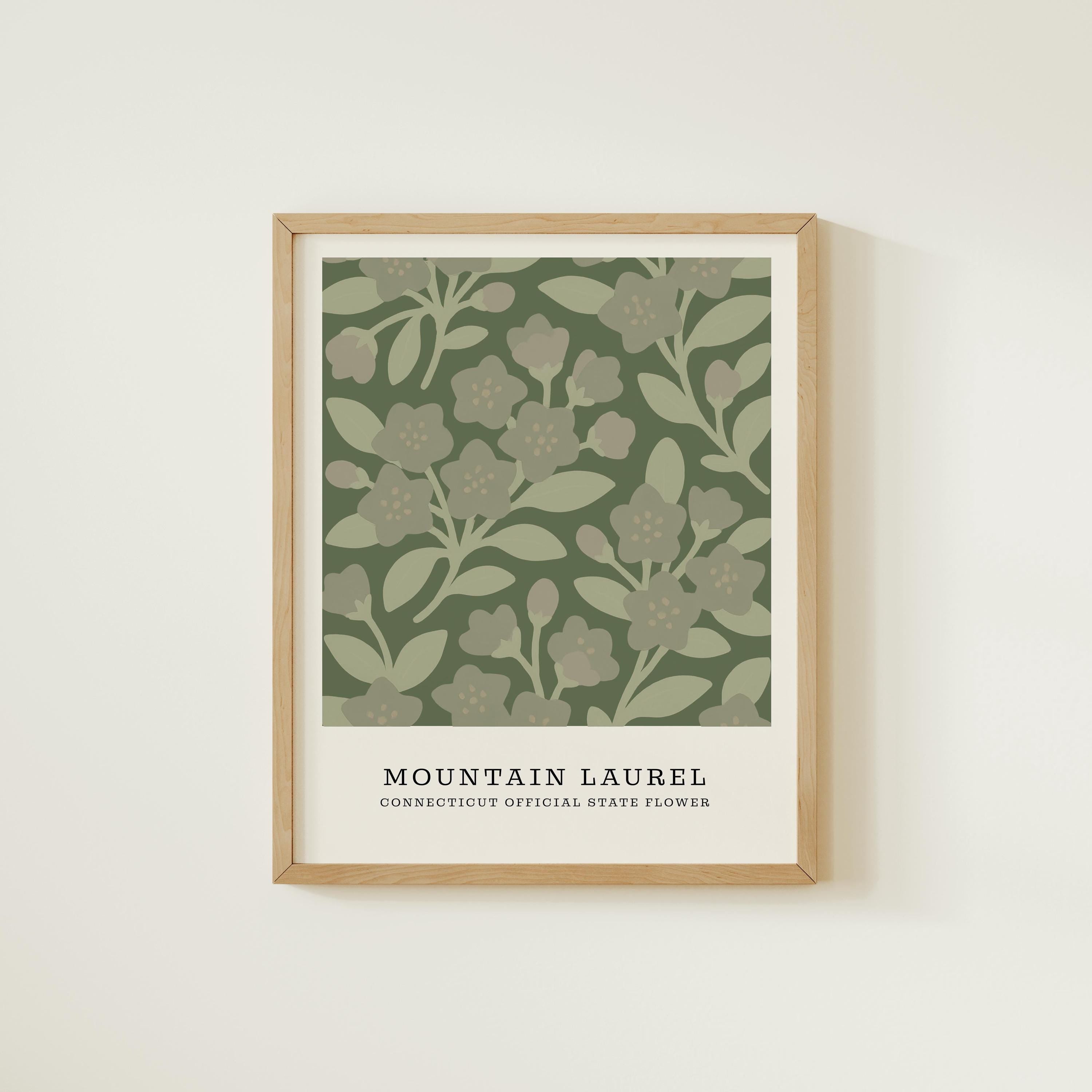 Connecticut state flower art print, mountain laurel