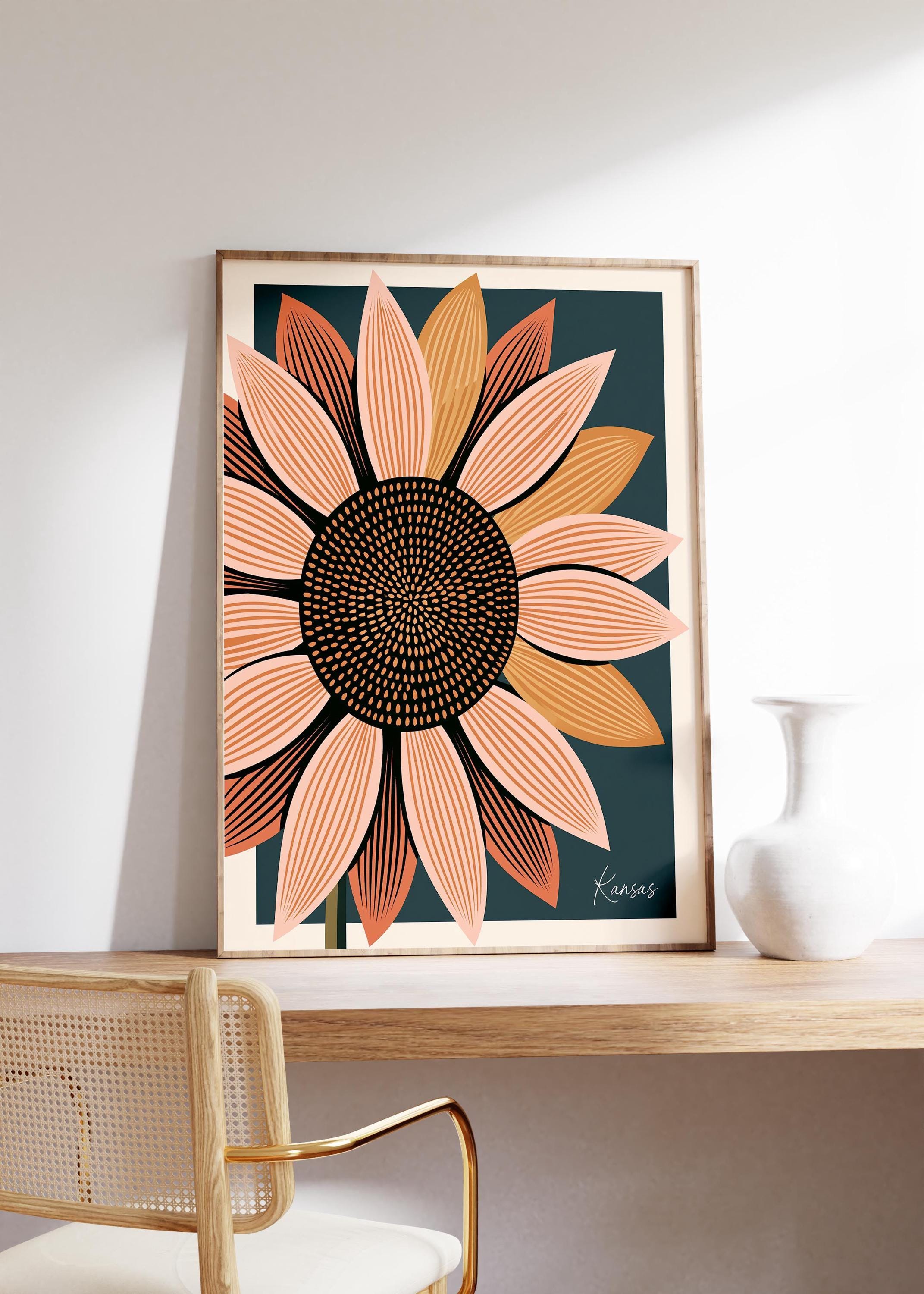 Kansas state flower art print, sunflower
