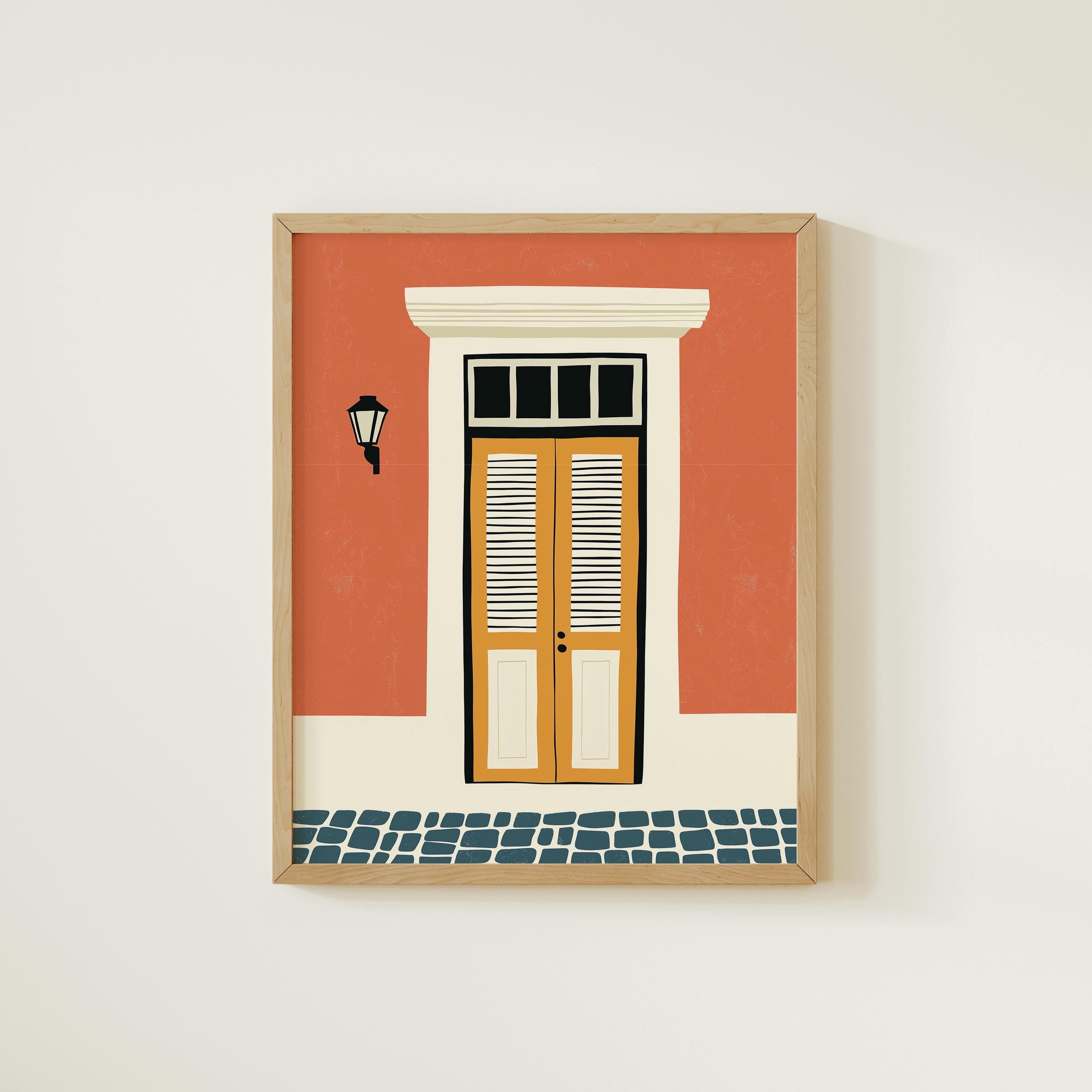 Old San Juan yellow door art print, Puerto Rico