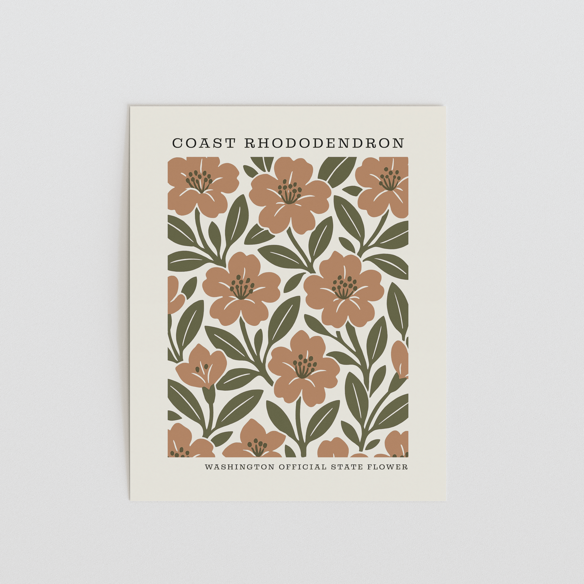 Washington state flower art print, coast rhododendron