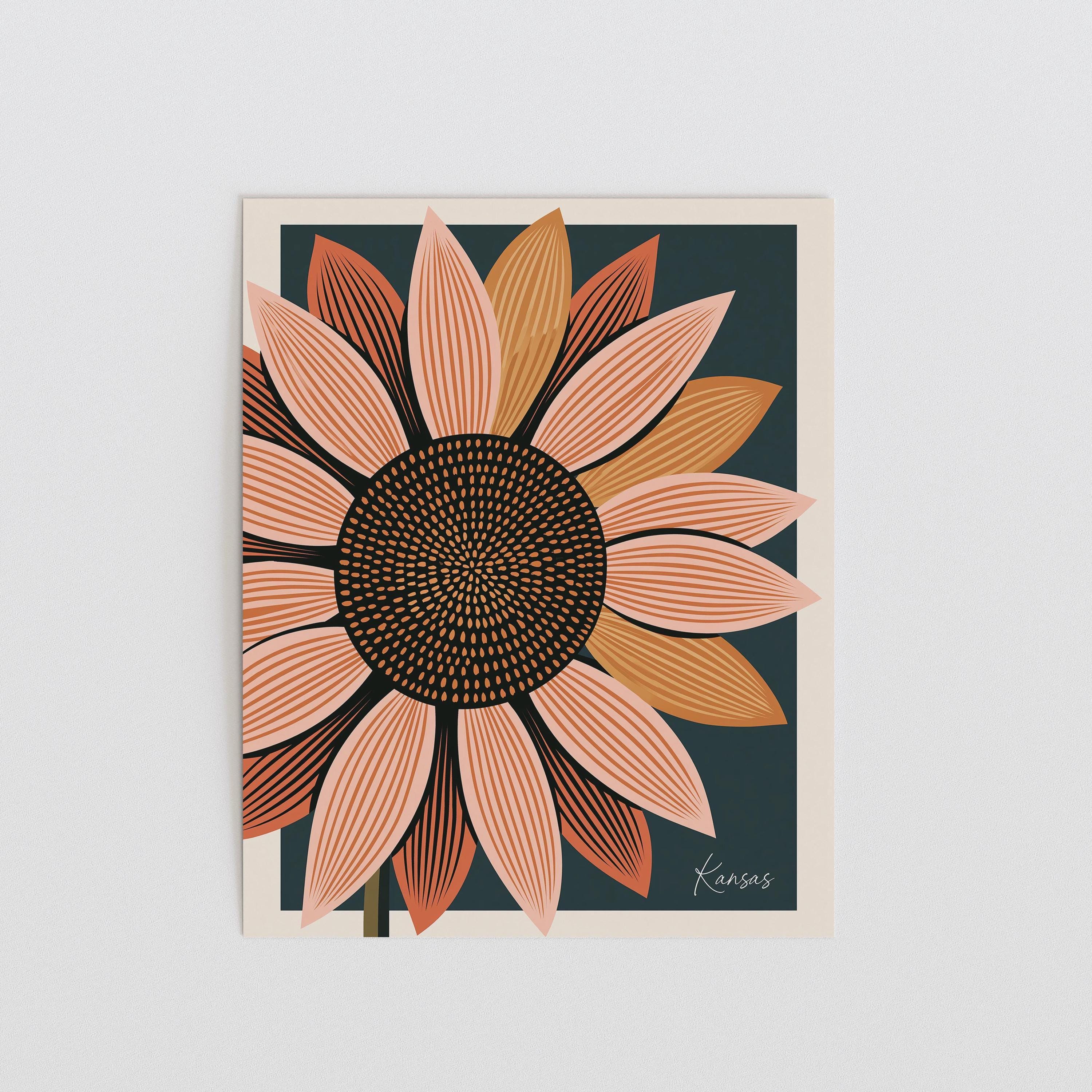 Kansas state flower art print, sunflower