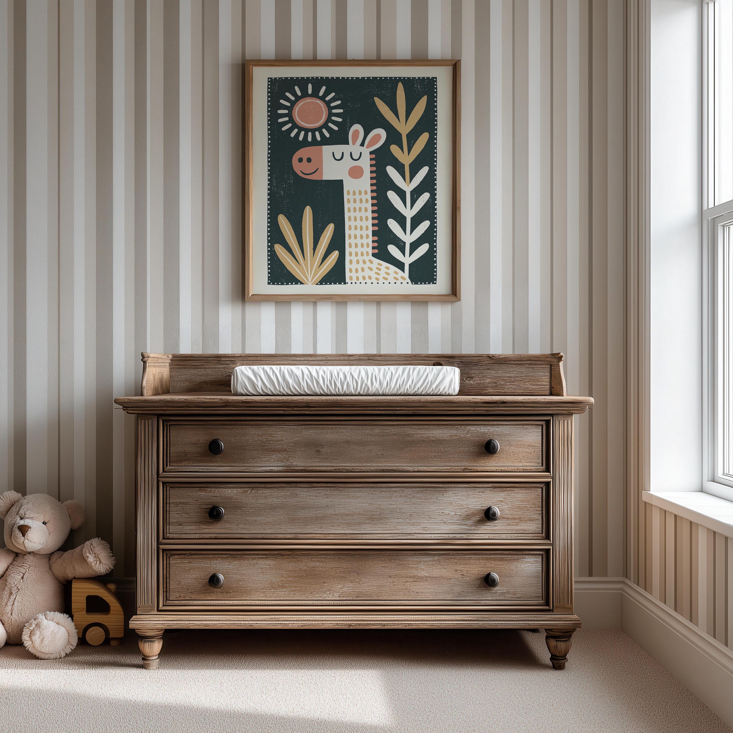 Boho giraffe nursery print