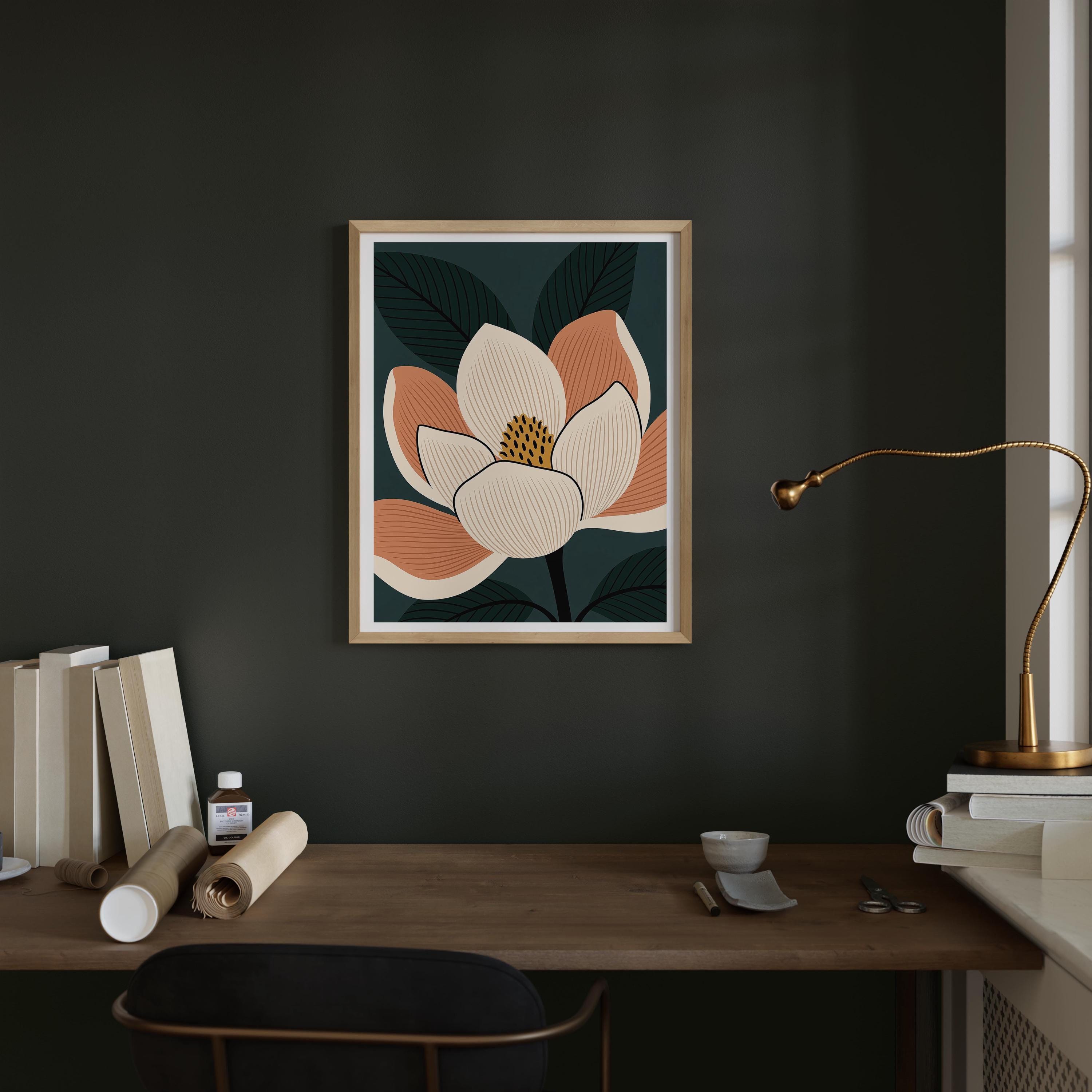 Louisiana state flower art print, magnolia