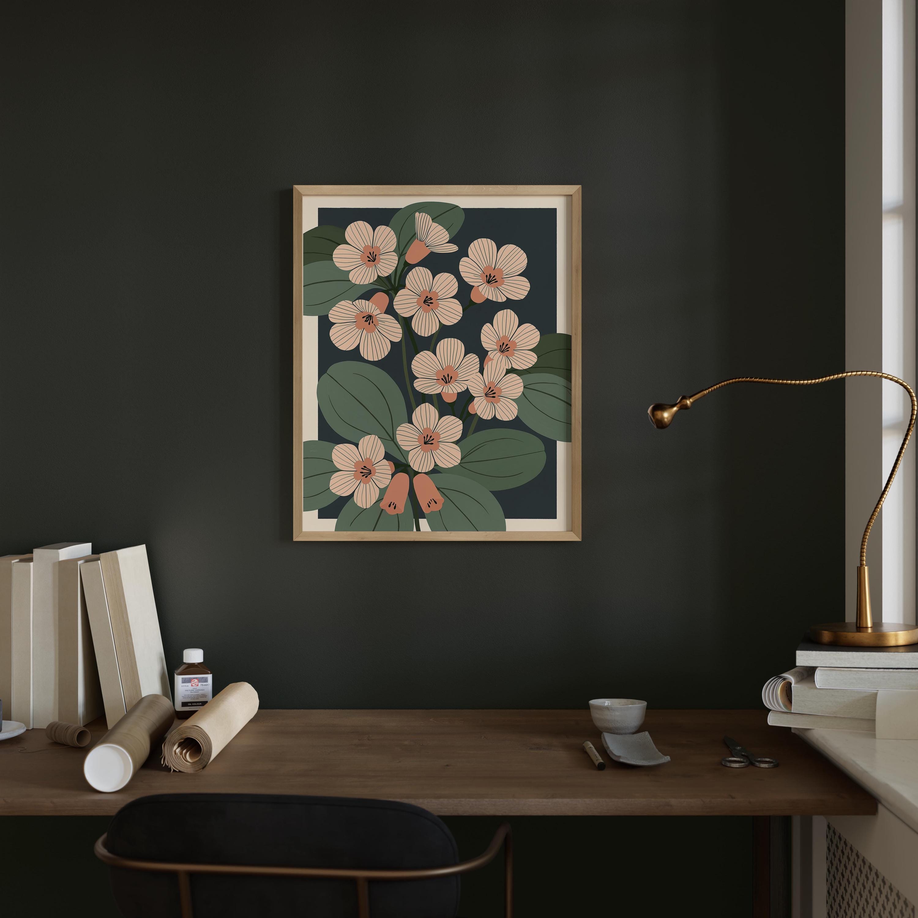 Massachusetts state flower art print, mayflower