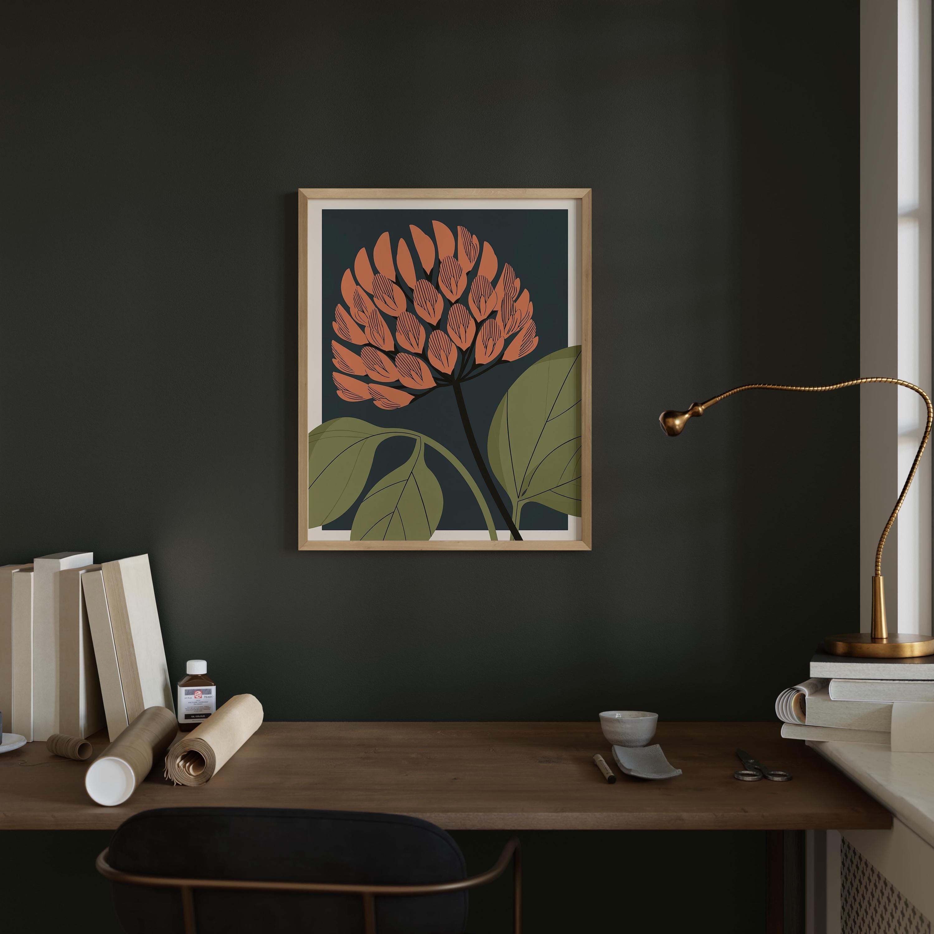 Vermont state flower art print, red clover
