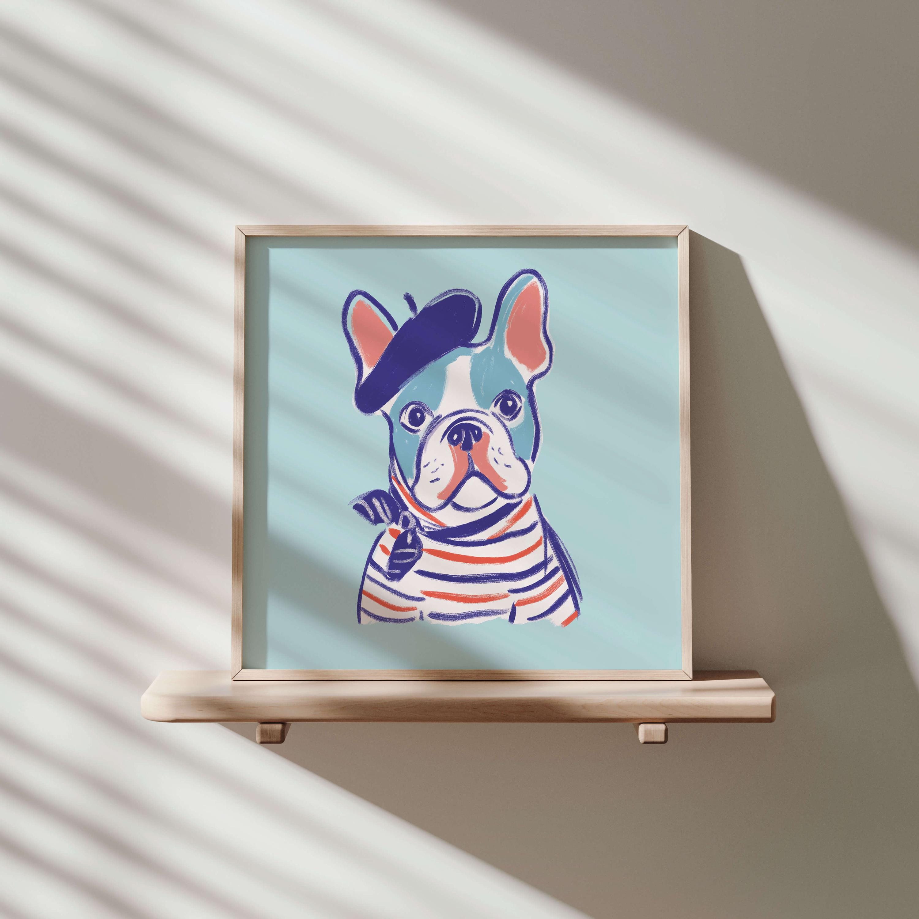 French Bulldog beret art print