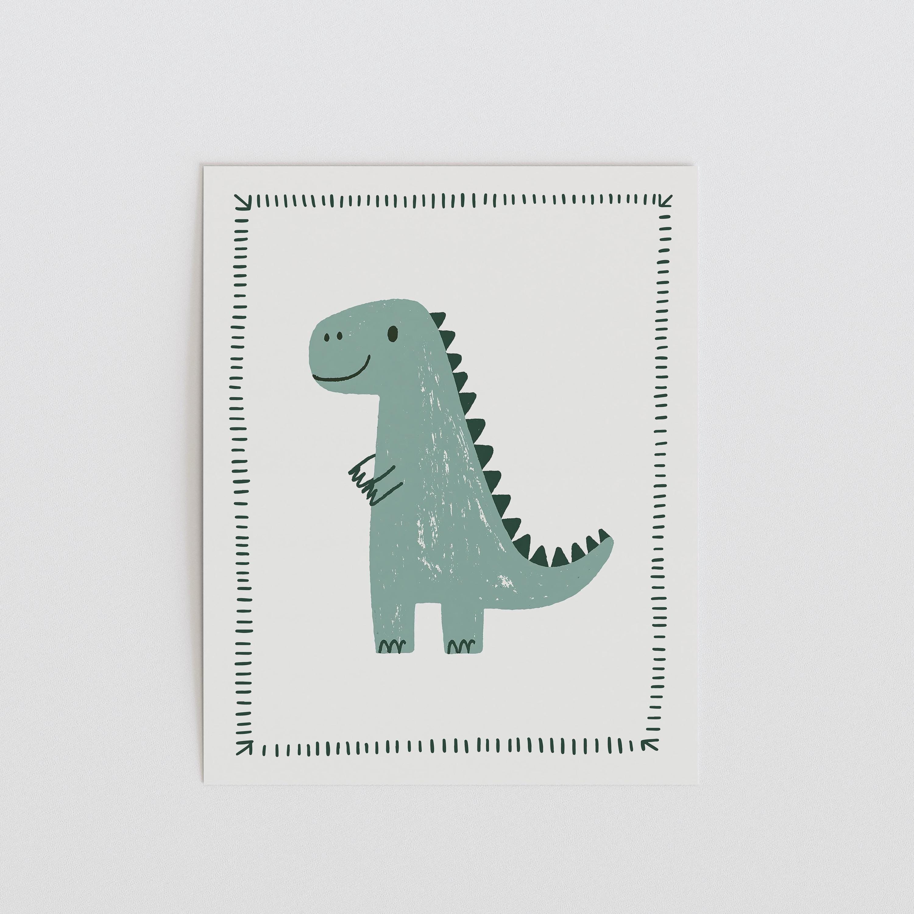 Sage T-Rex Nursery Print