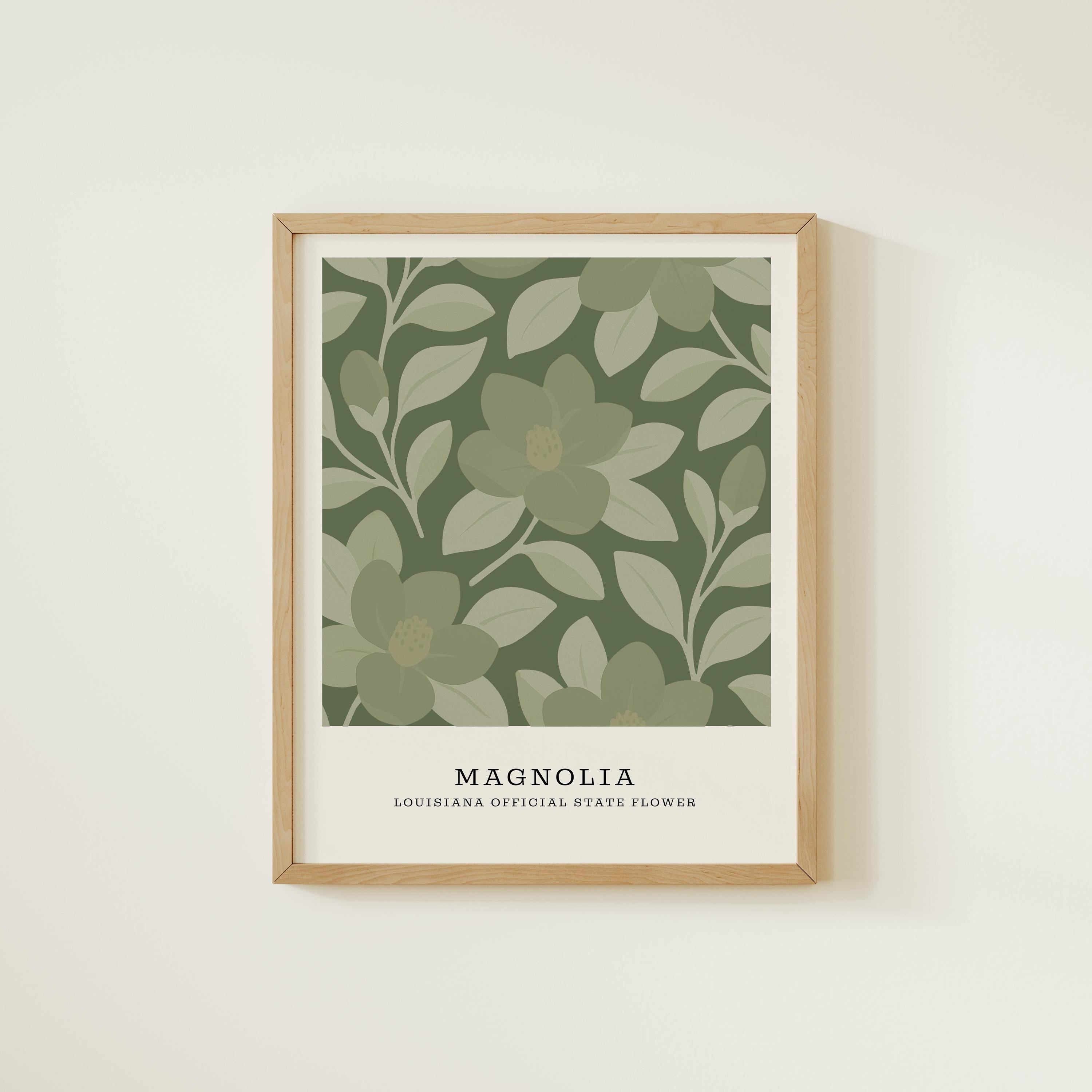 Louisiana state flower art print, magnolia