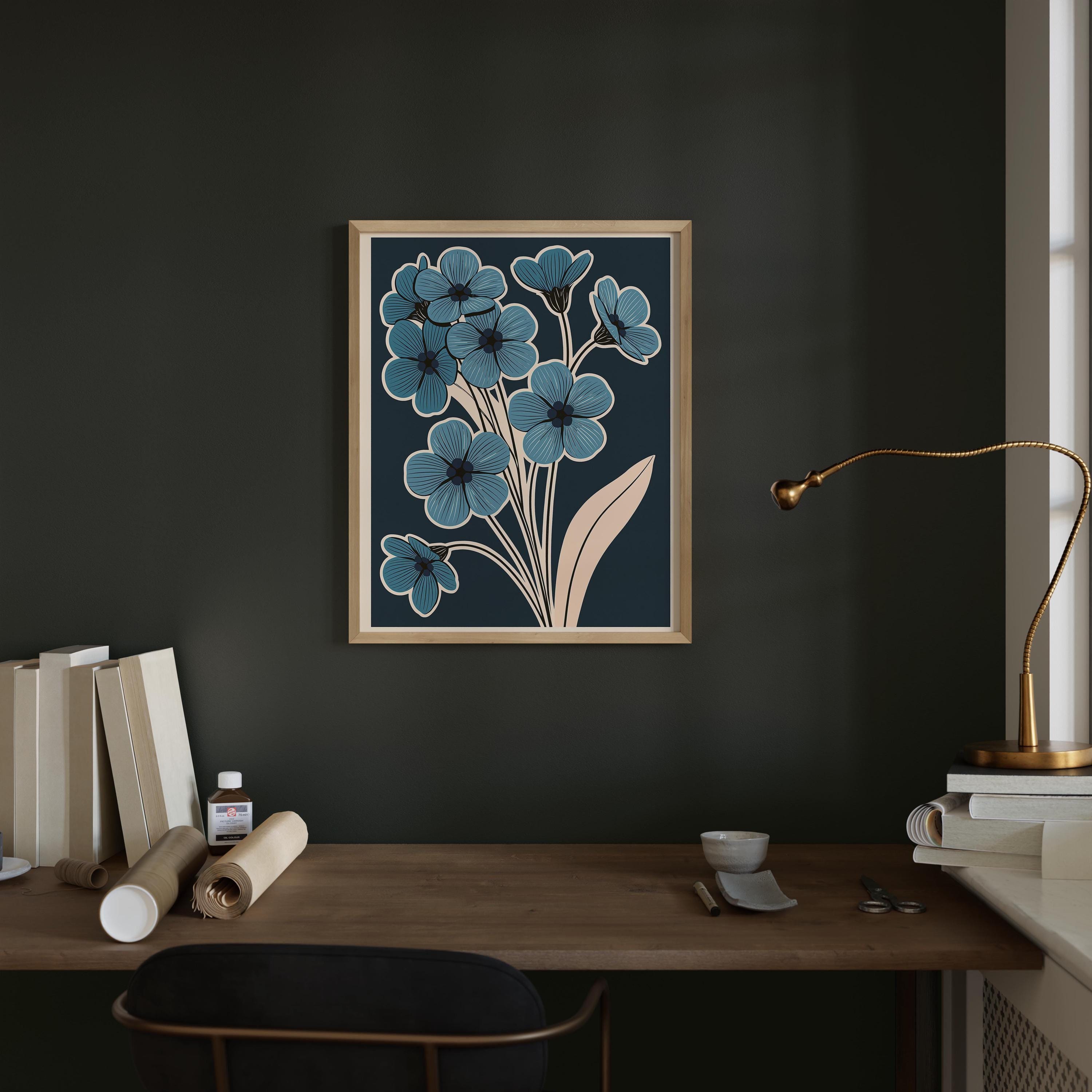 Alaska state flower art print, forget-me-not