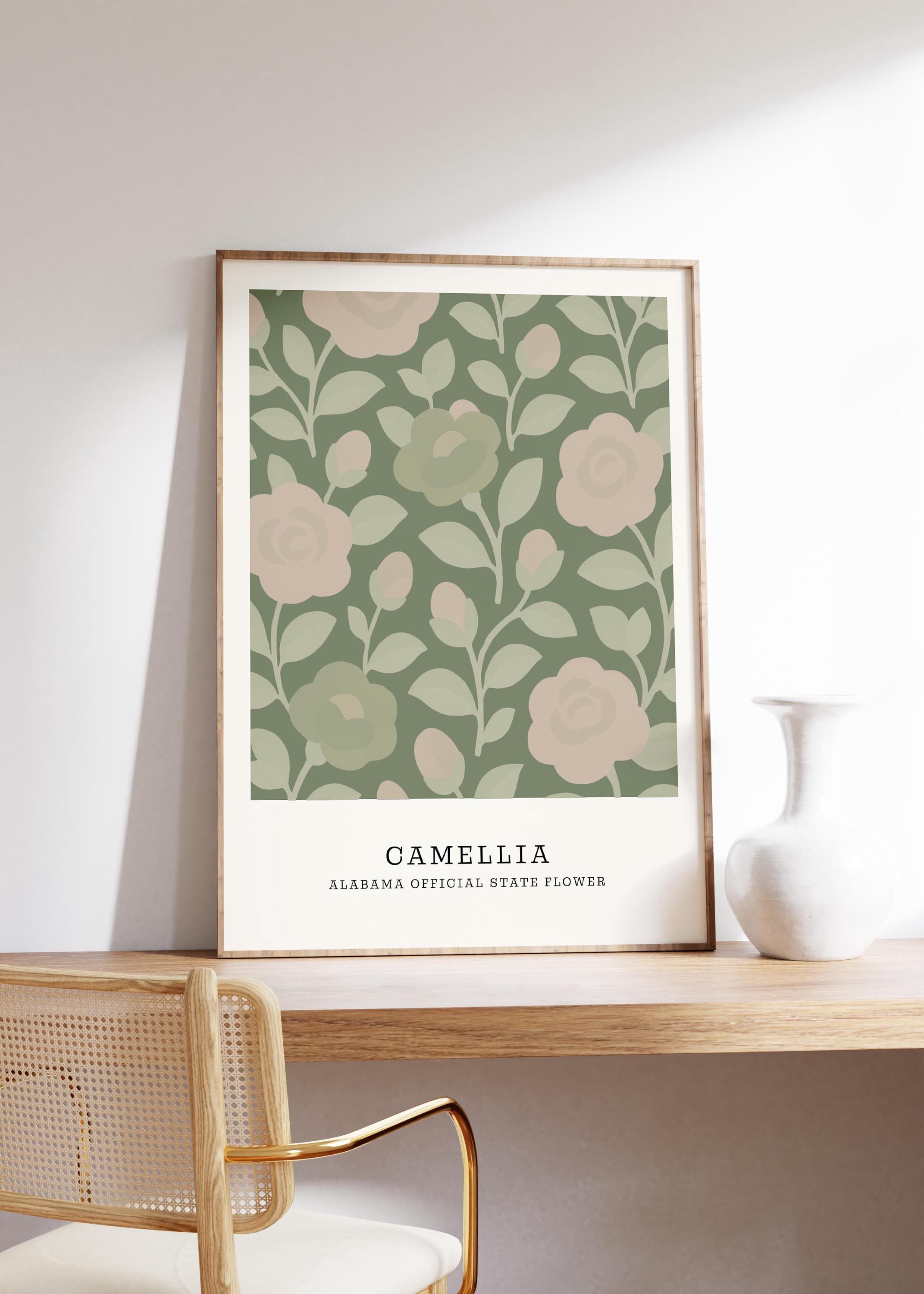 Alabama state flower art print, camellia