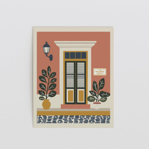 Personalized Old San Juan coral house louvered door art print, Puerto Rico