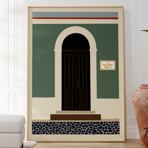 Personalized Old San Juan green facade arched door art print, Puerto Rico