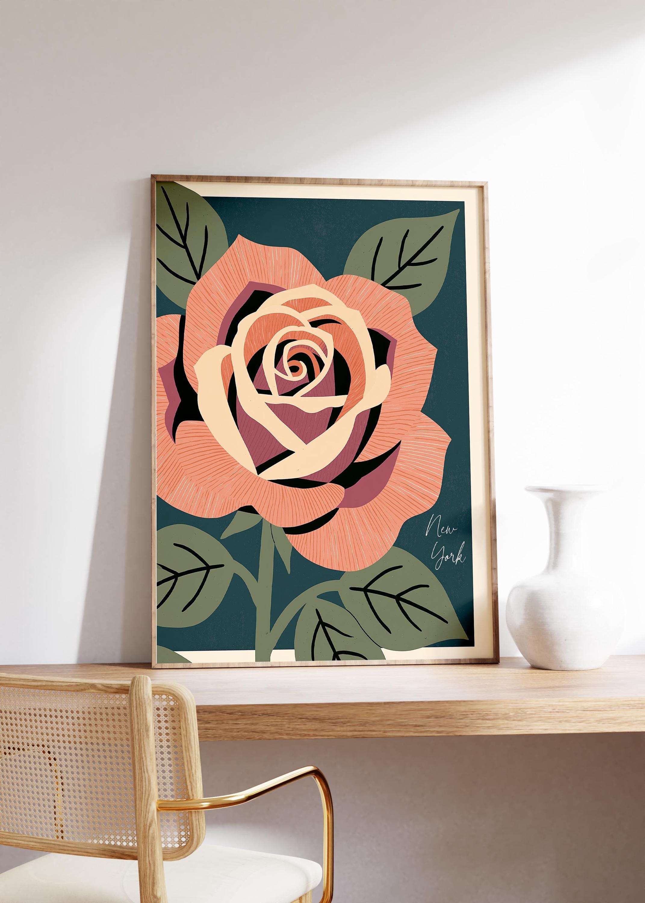 New York state flower art print, rose