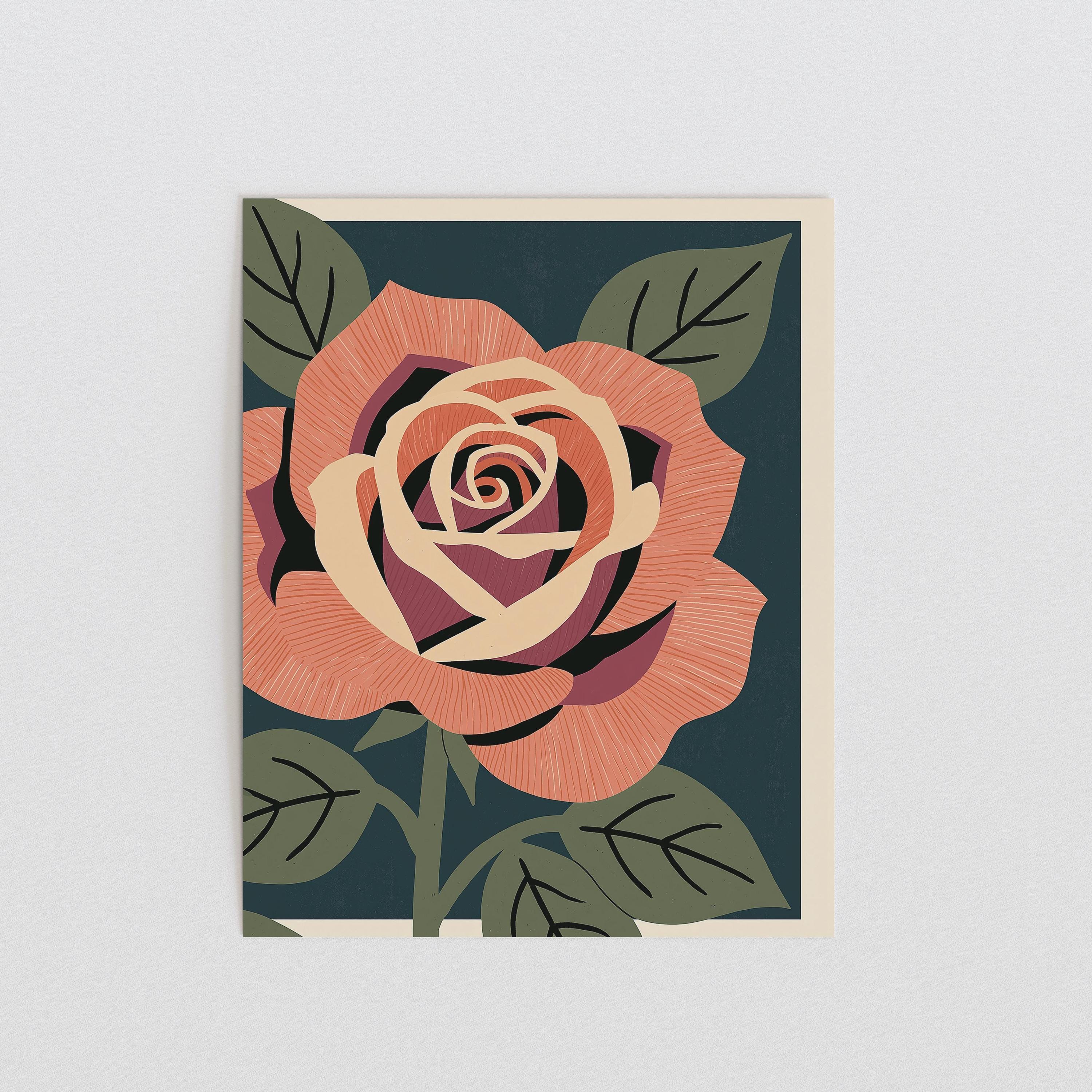 New York state flower art print, rose