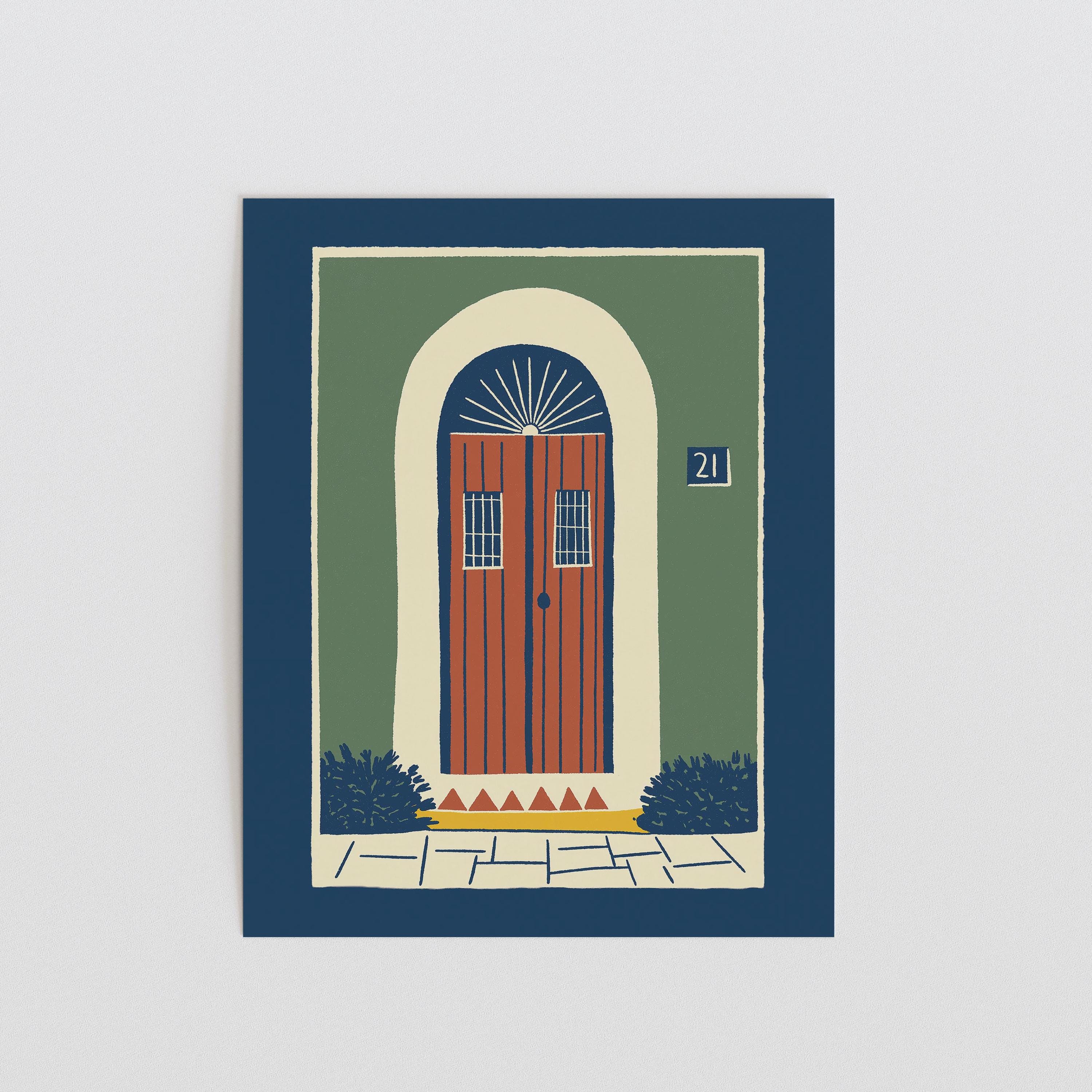 Old San Juan colorful door art print, Puerto Rico