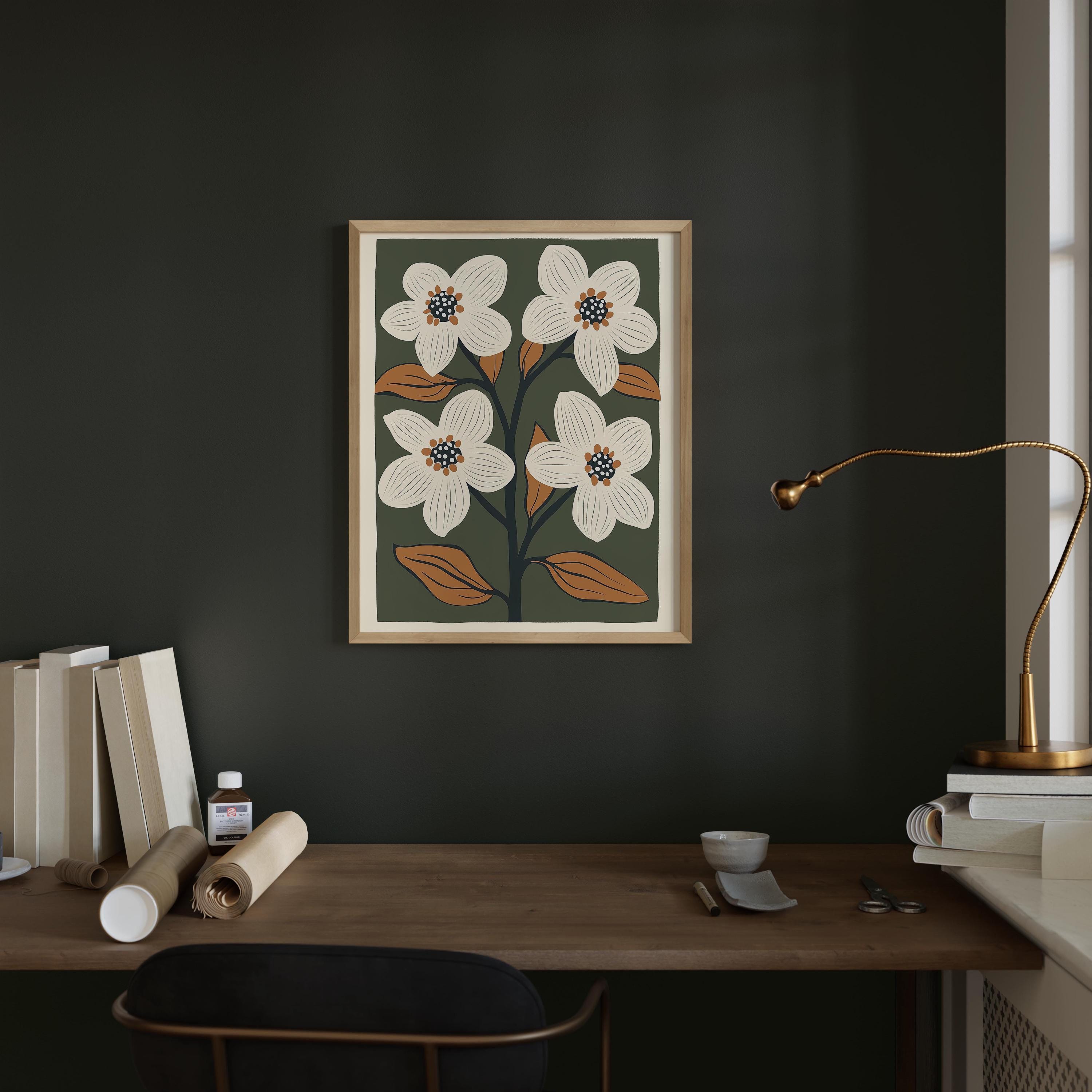 North Carolina state flower art print, dogwood