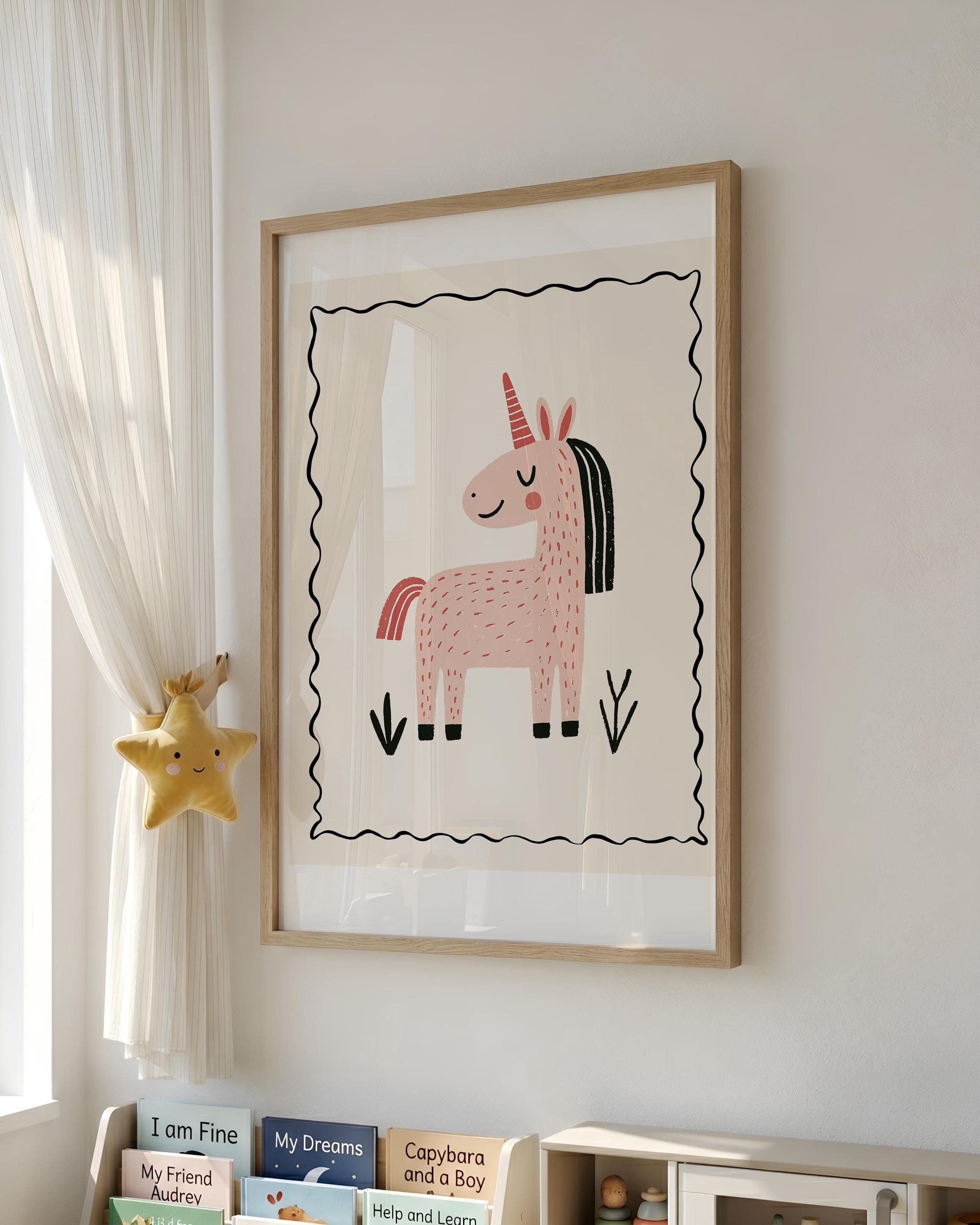 Pink unicorn nursery print