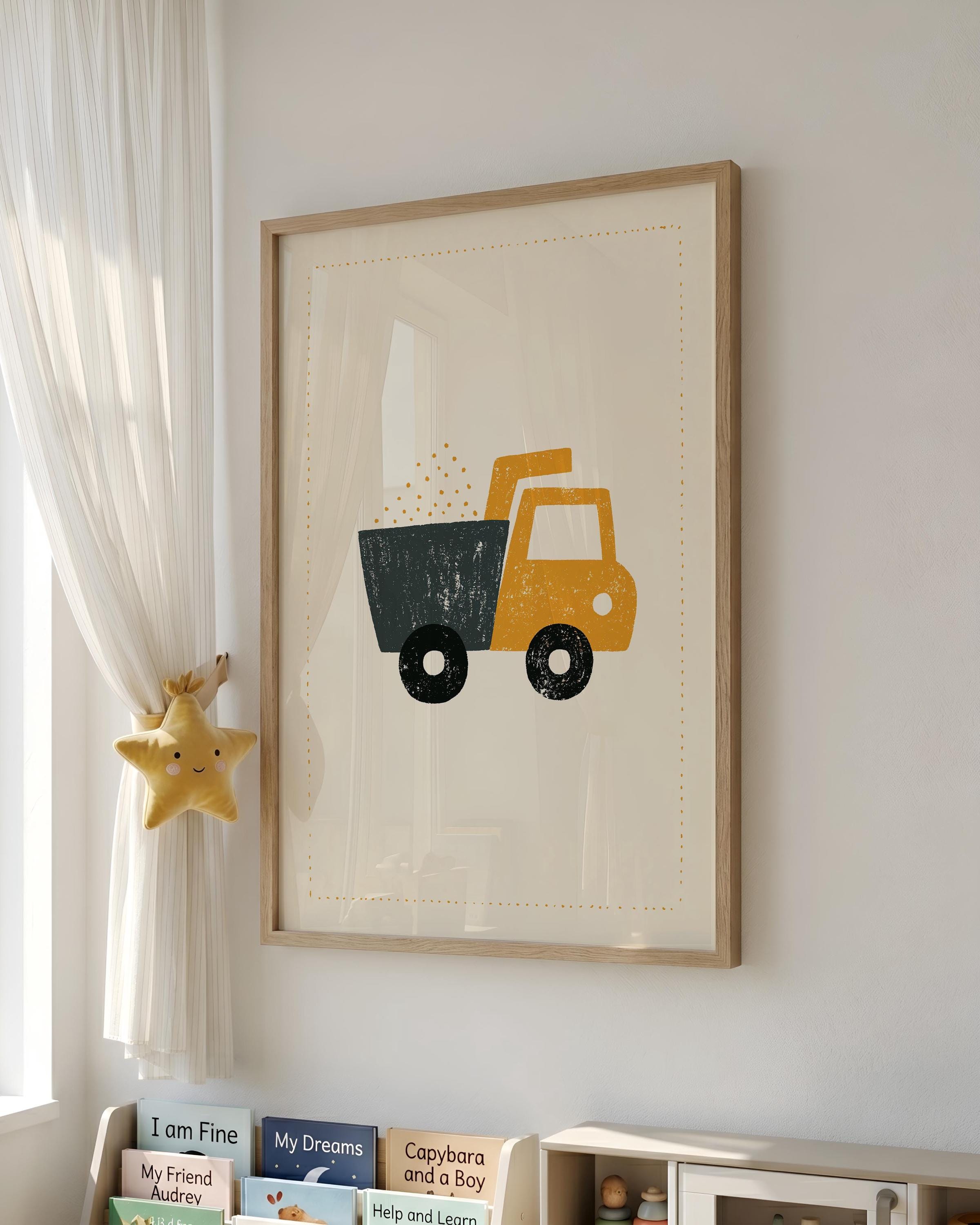 Navy dump truck nursery print