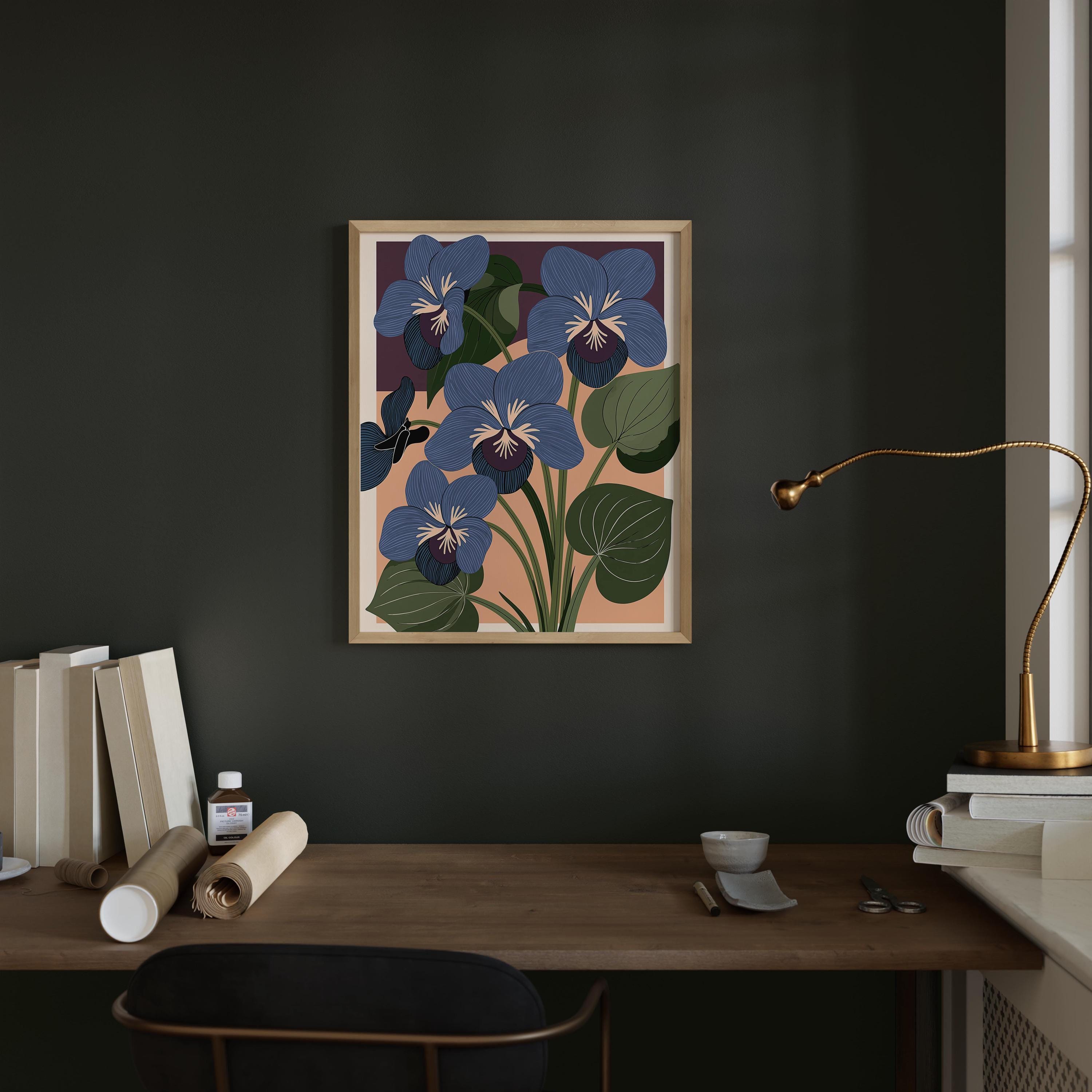 Rhode Island state flower art print, violet