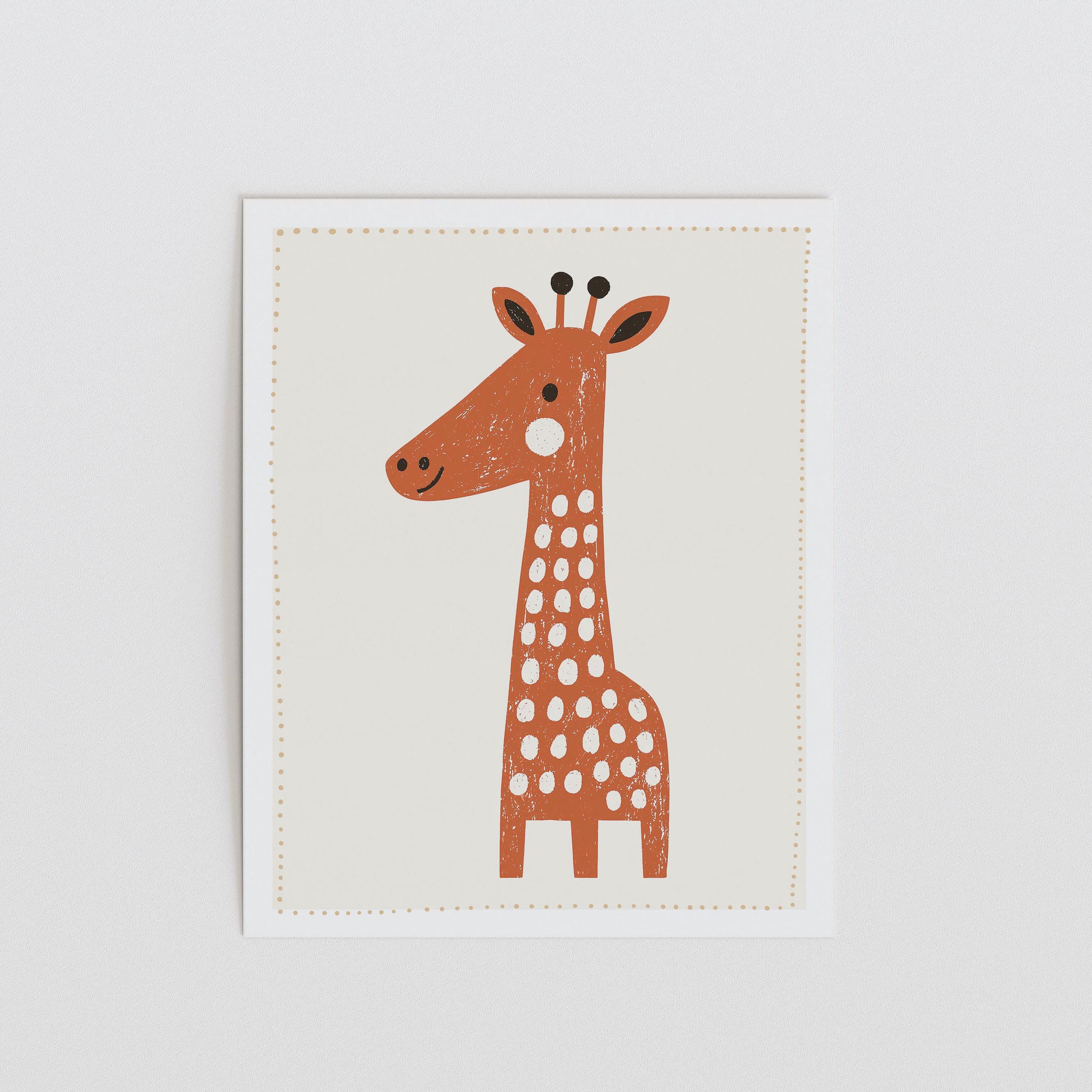 Orange giraffe nursery print