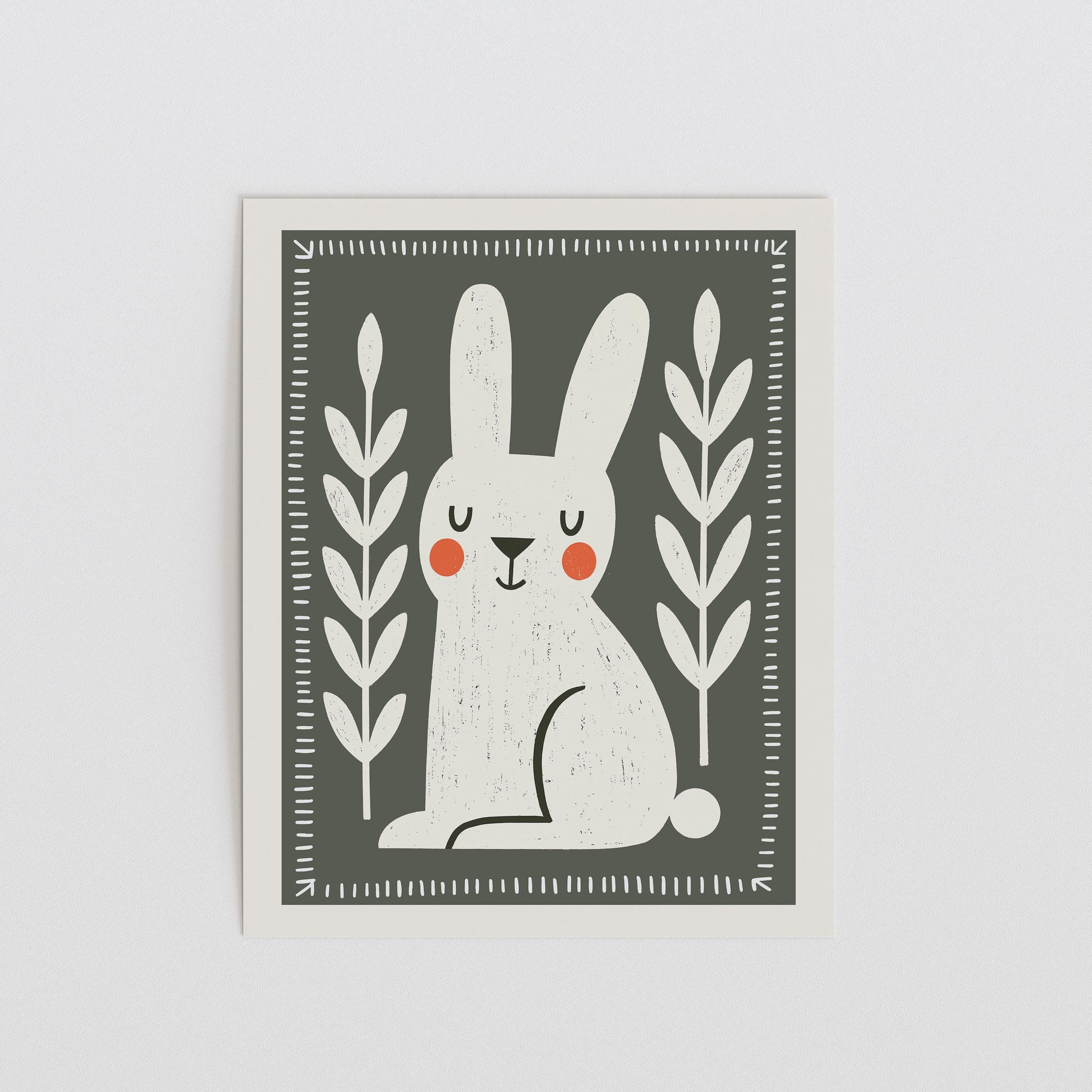 White Bunny Nursery Print