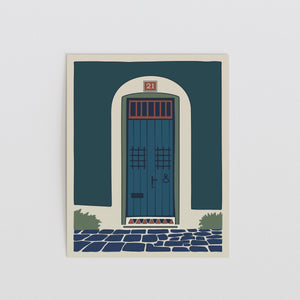 Old San Juan blue door art print, Puerto Rico