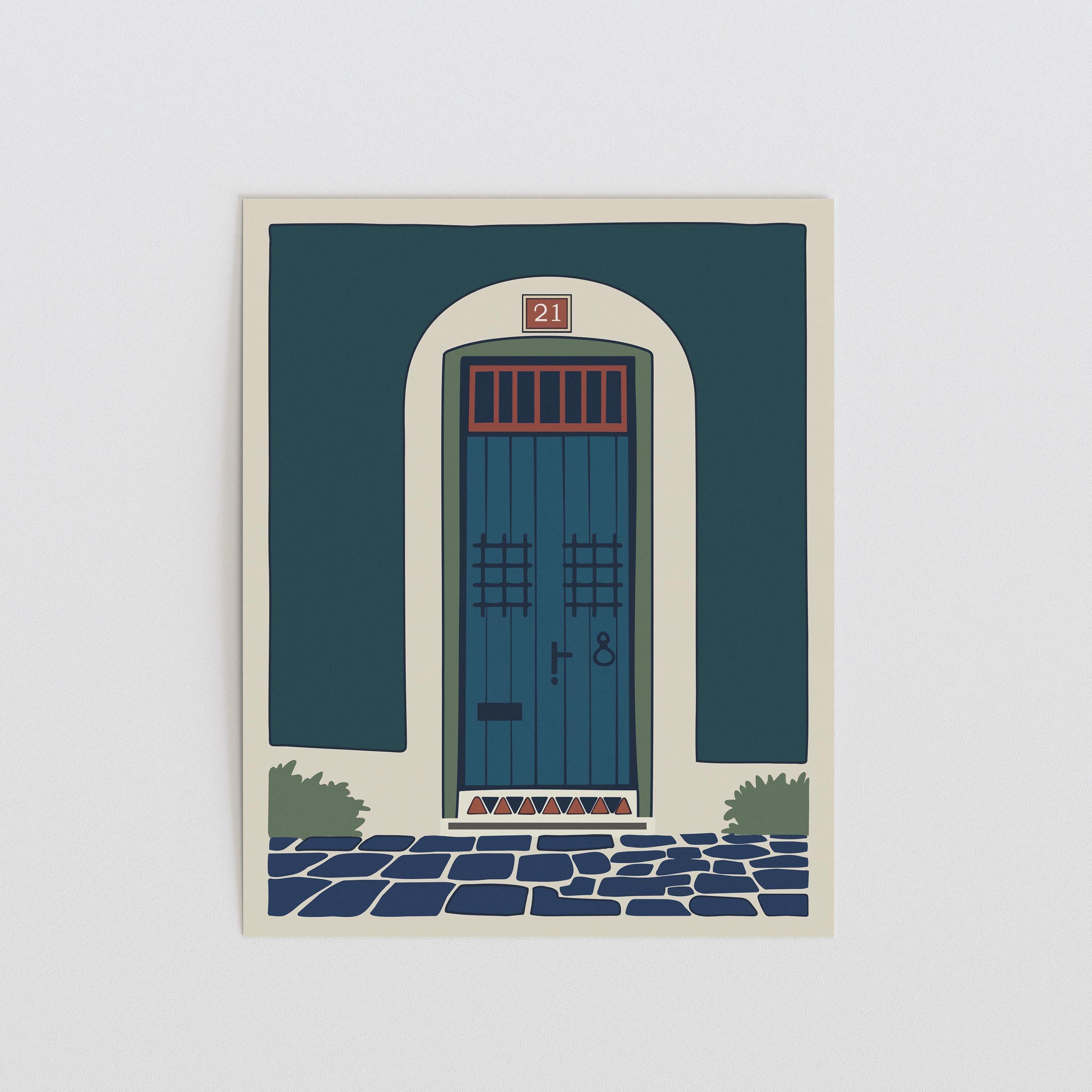 Old San Juan blue door art print, Puerto Rico