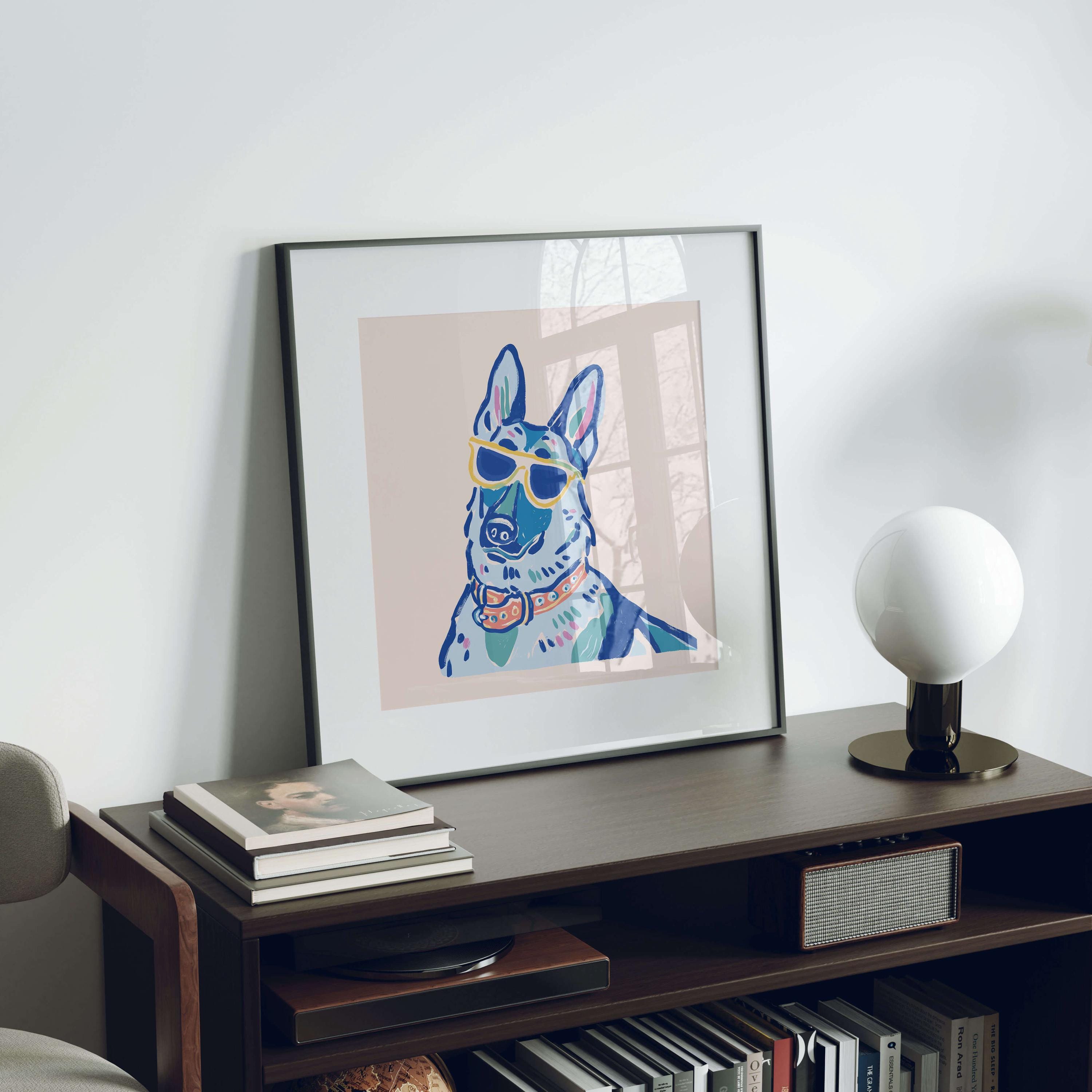 German Shepherd sunglasses art print