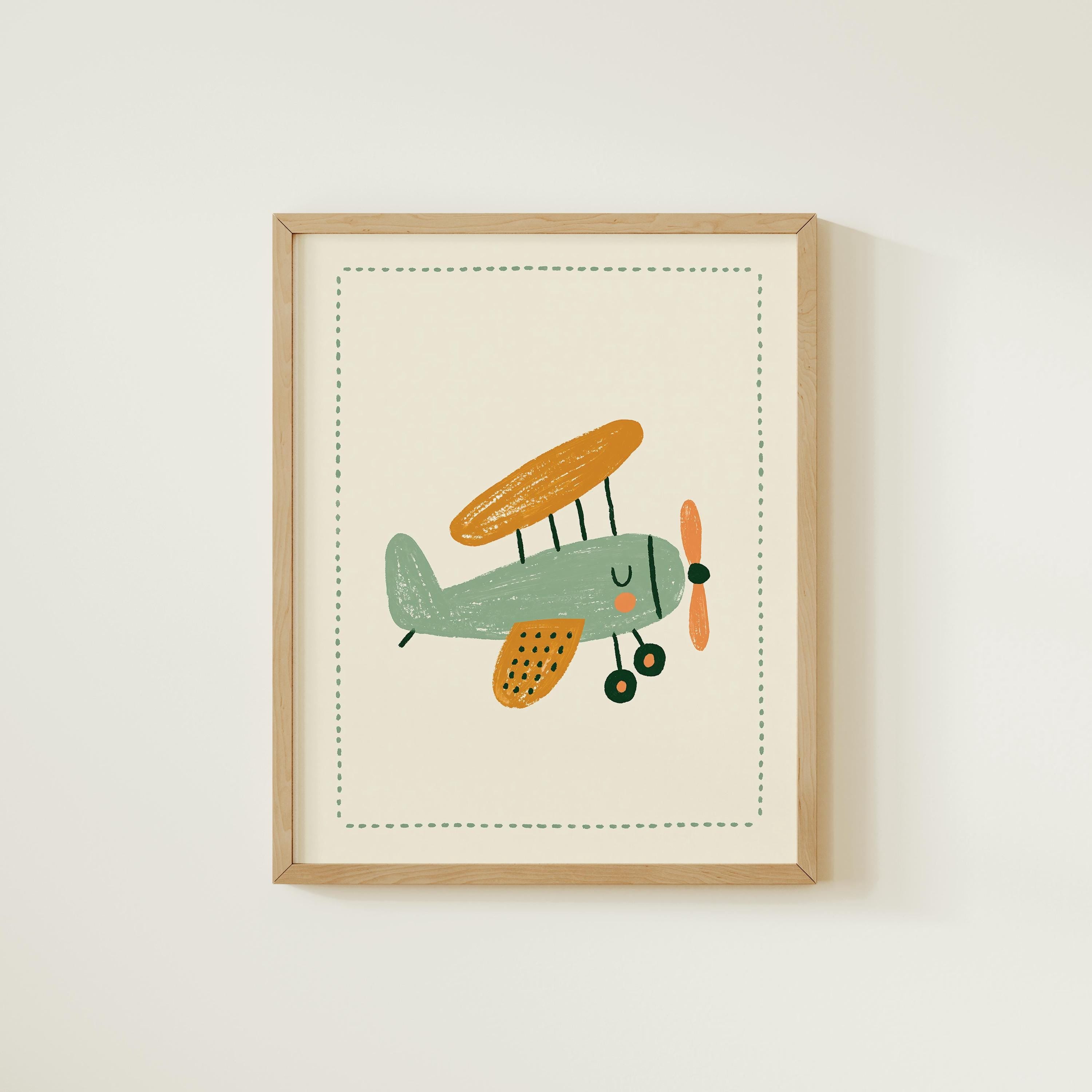 Sage Airplane Nursery Print