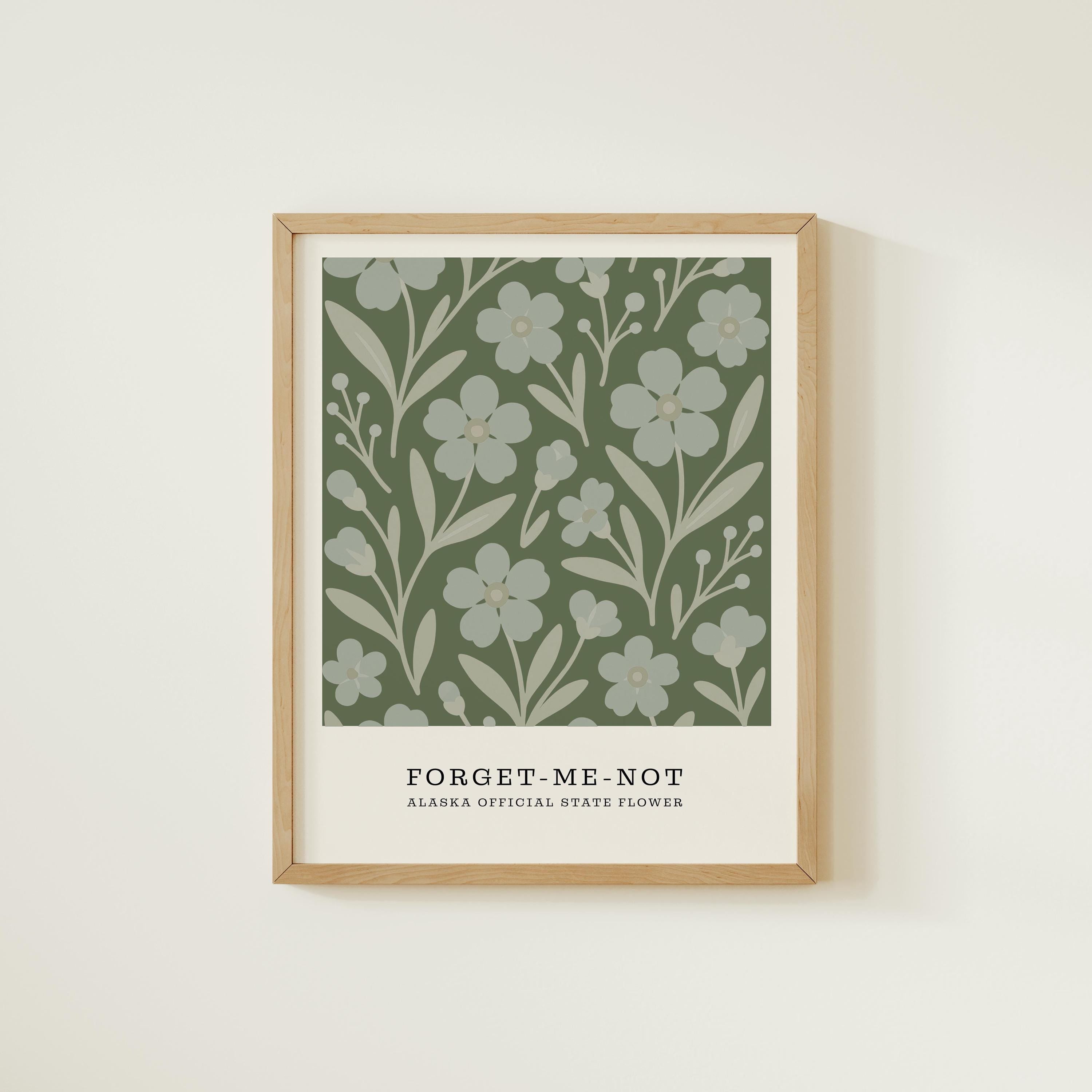 Alaska state flower art print, forget-me-not