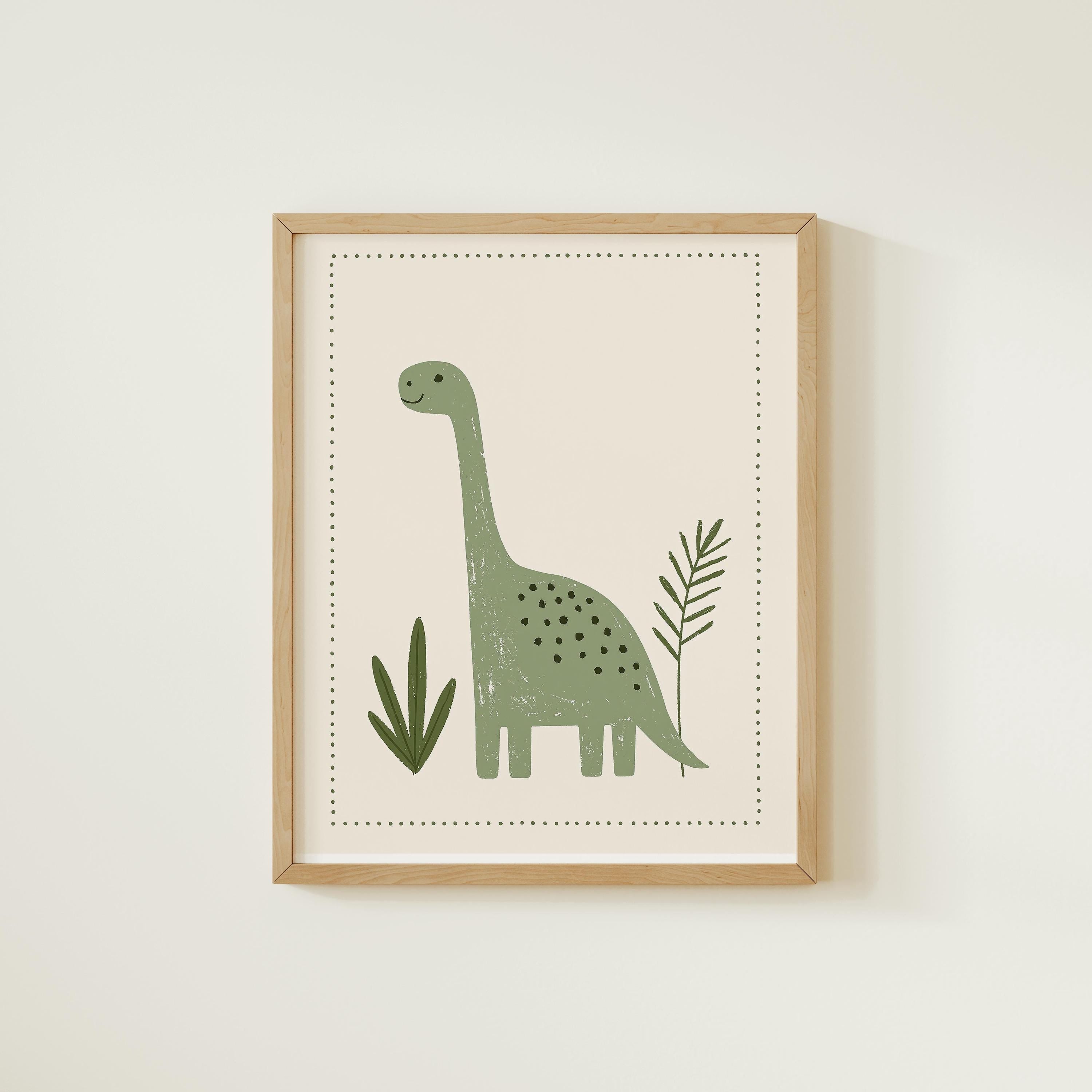 Sage brontosaurus nursery print