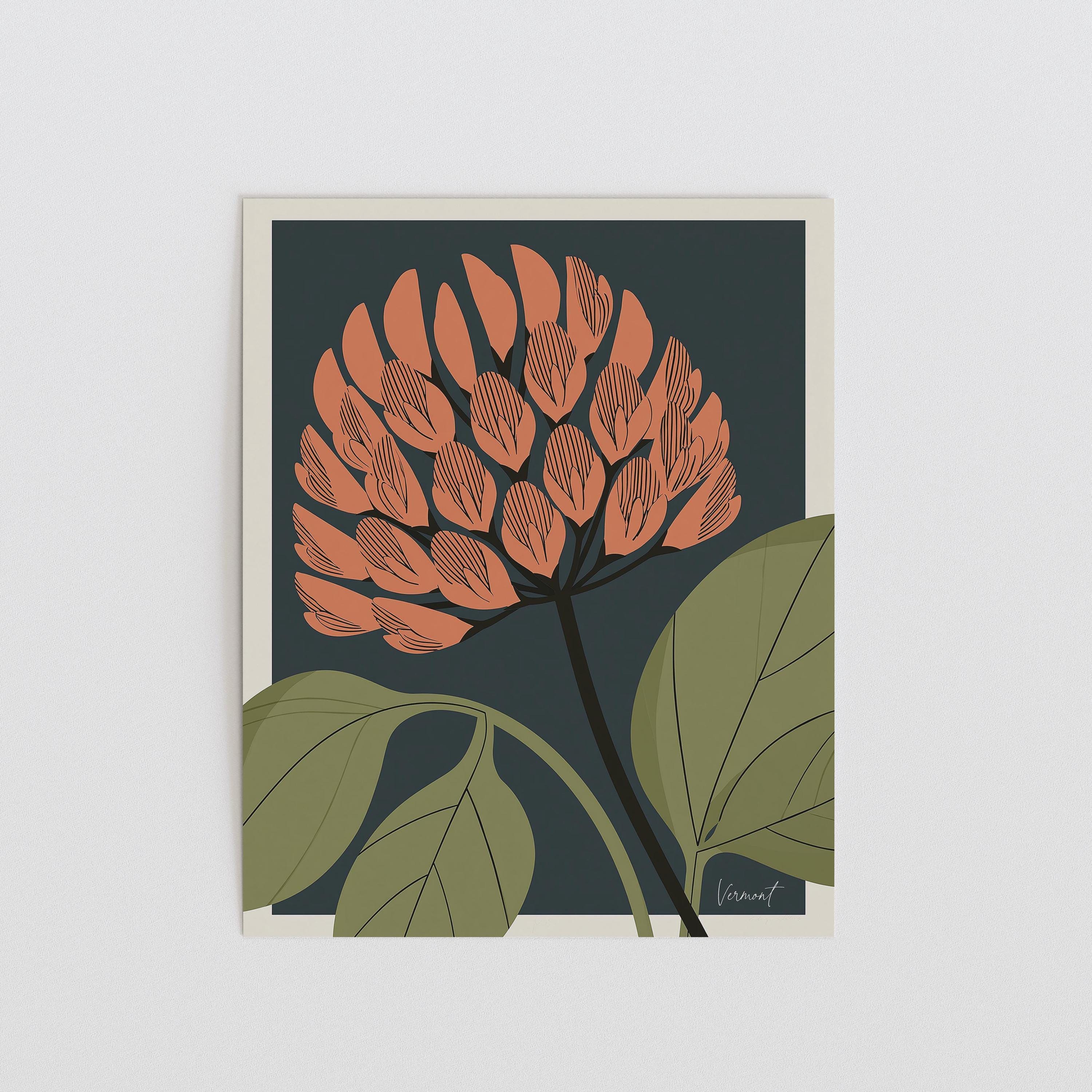 Vermont state flower art print, red clover