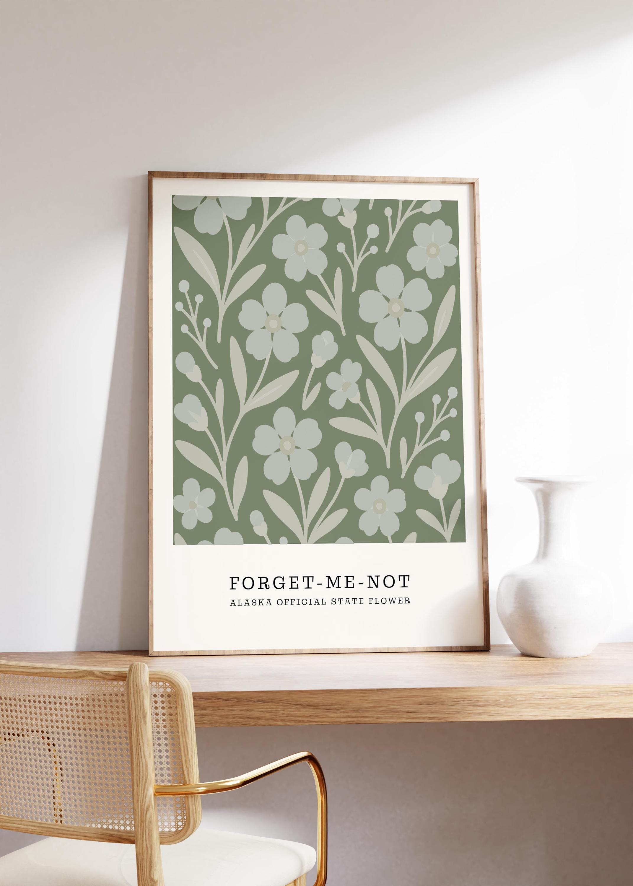 Alaska state flower art print, forget-me-not