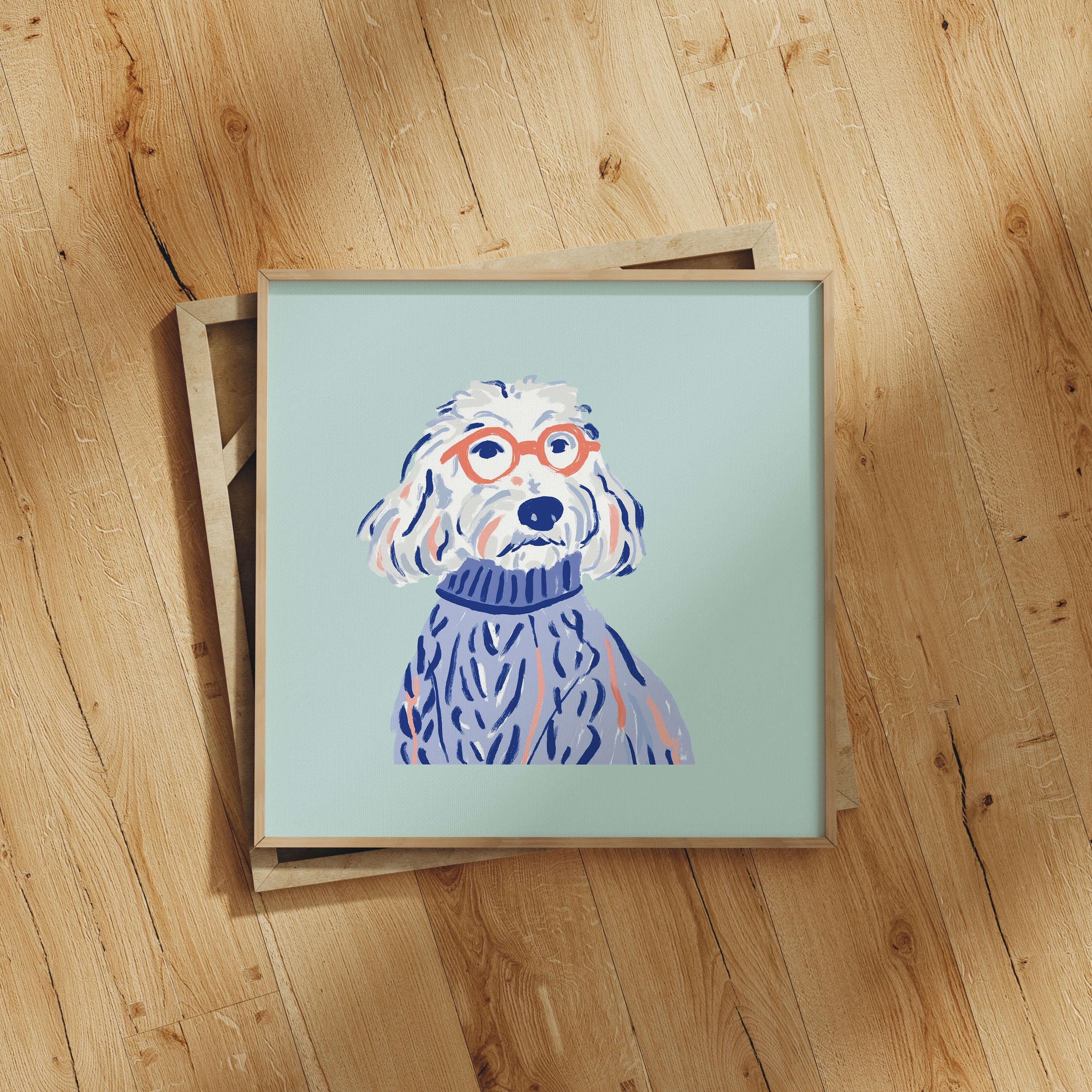 Maltese orange glasses art print