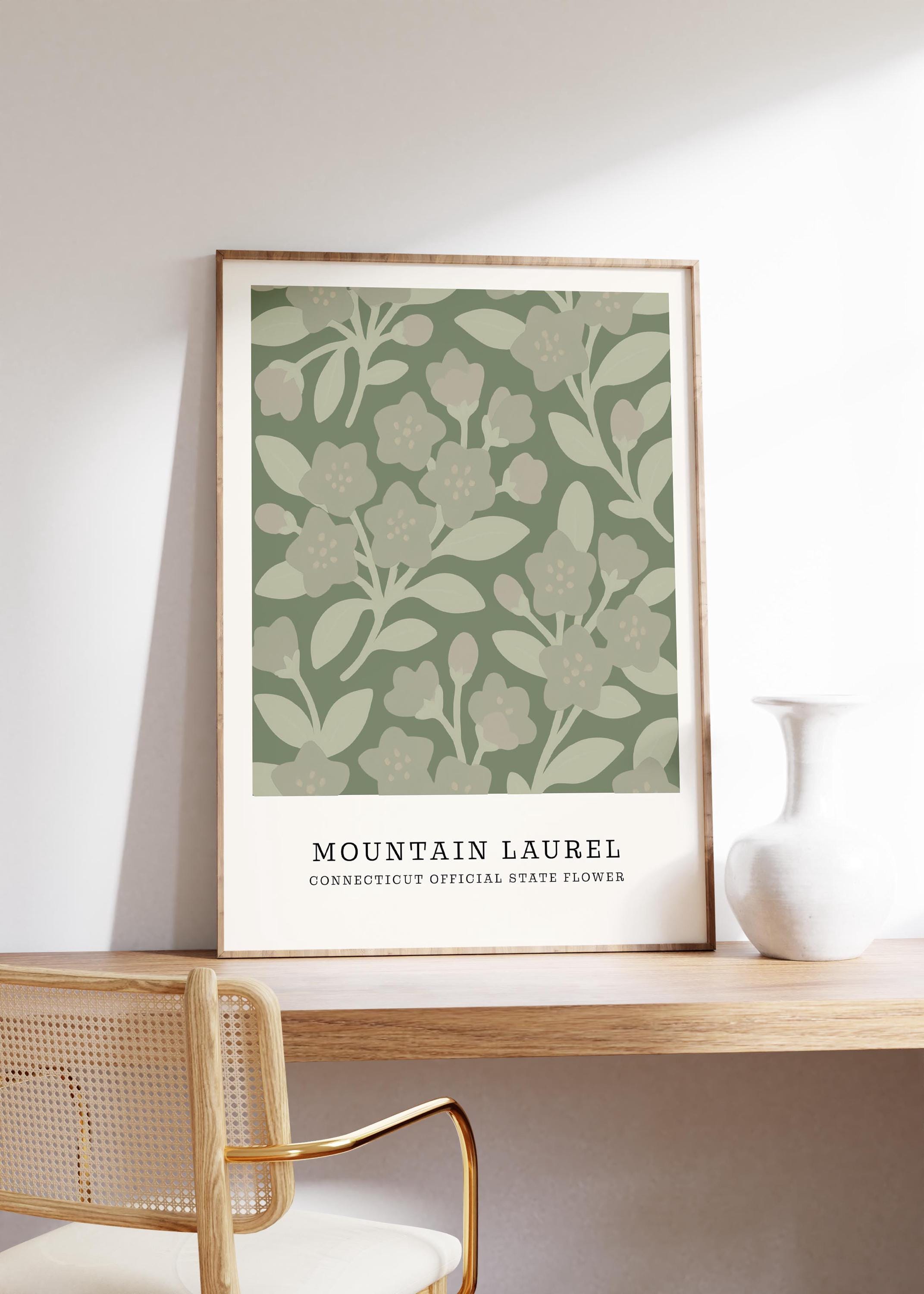 Connecticut state flower art print, mountain laurel