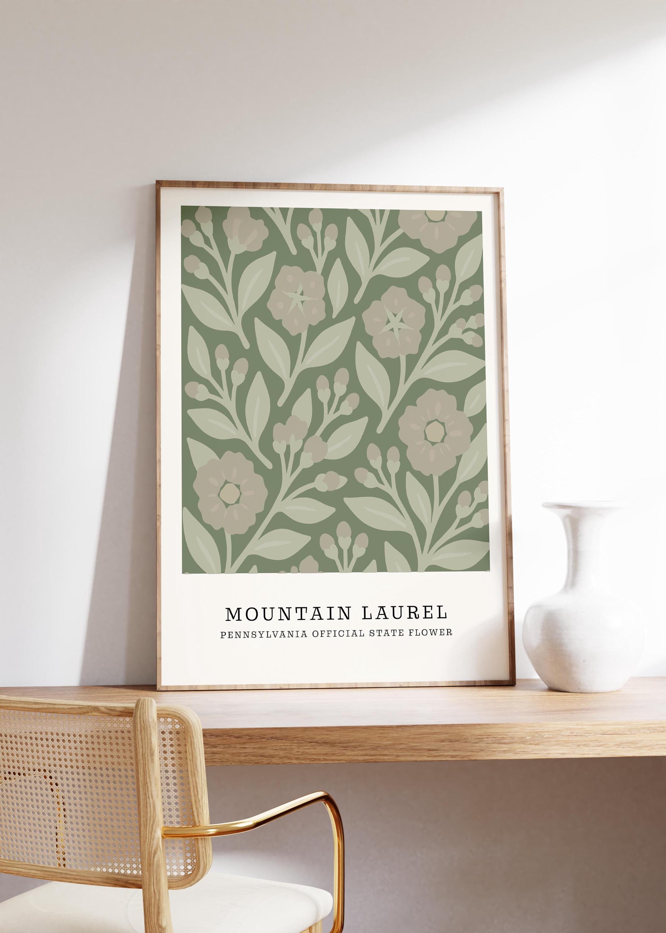 Pennsylvania state flower art print, mountain laurel
