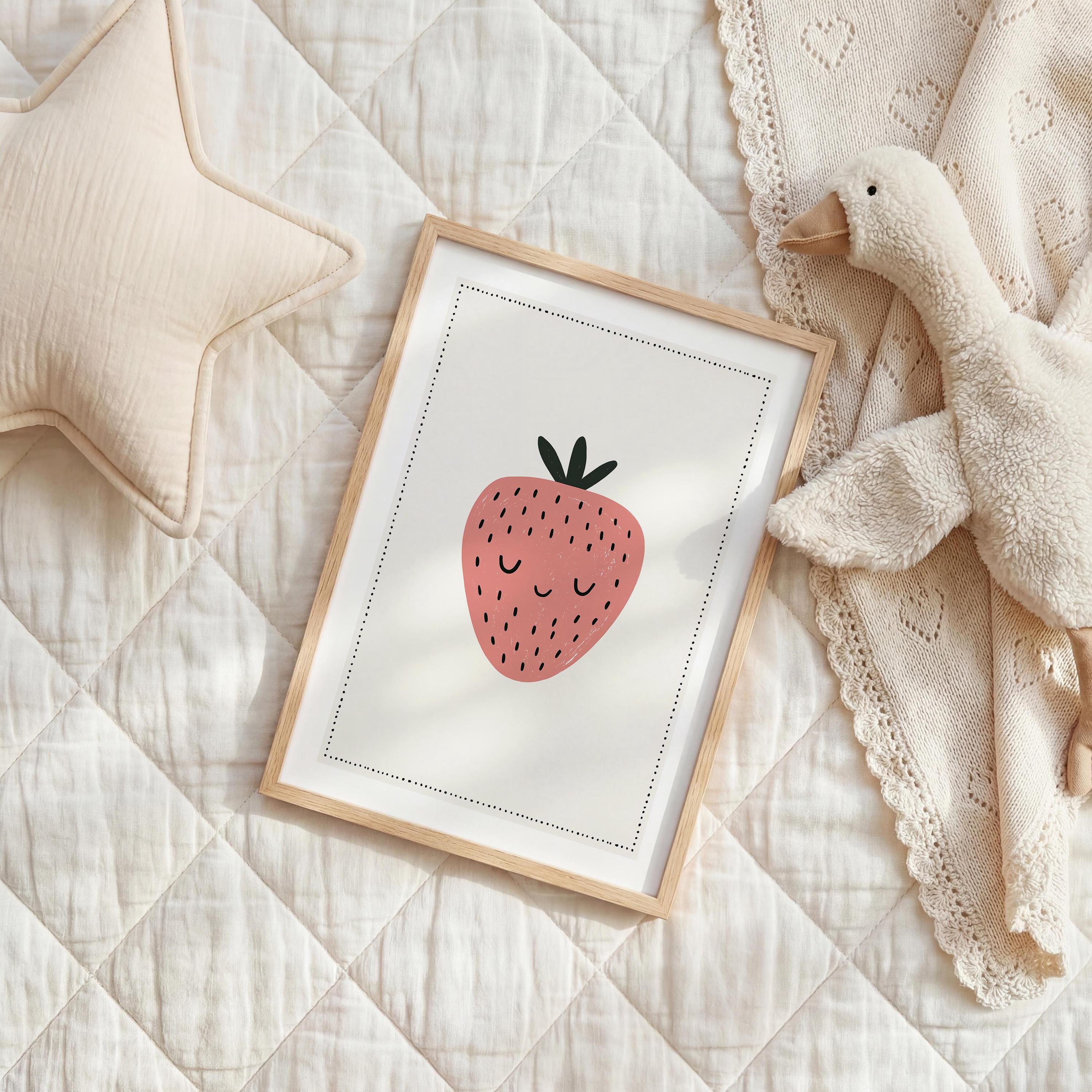 Coral strawberry nursery print