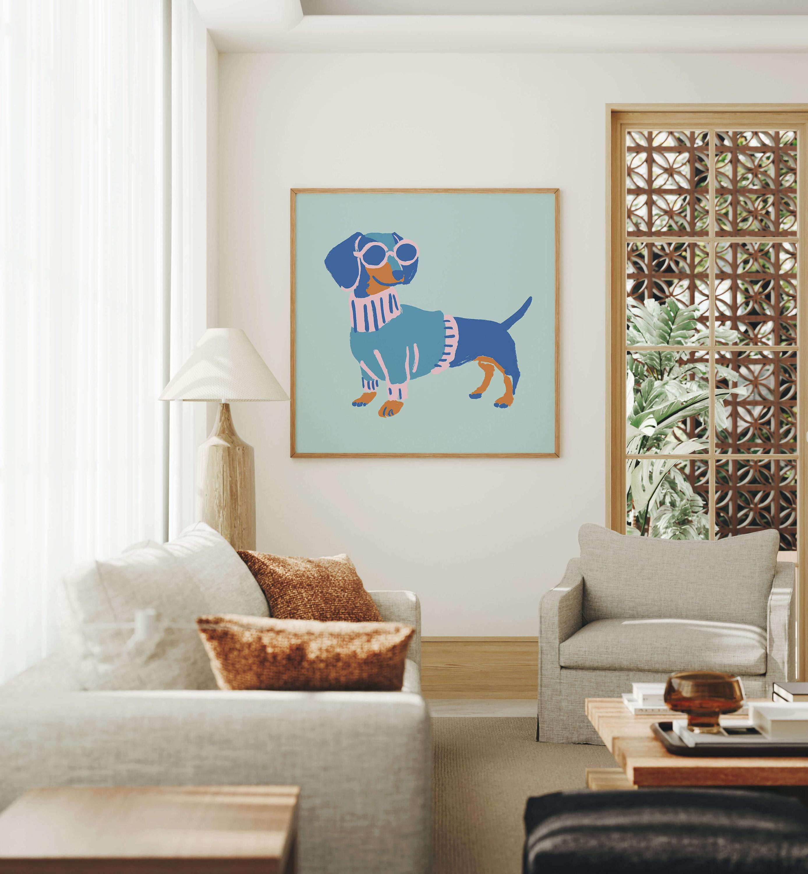 Dachshund sweater art print