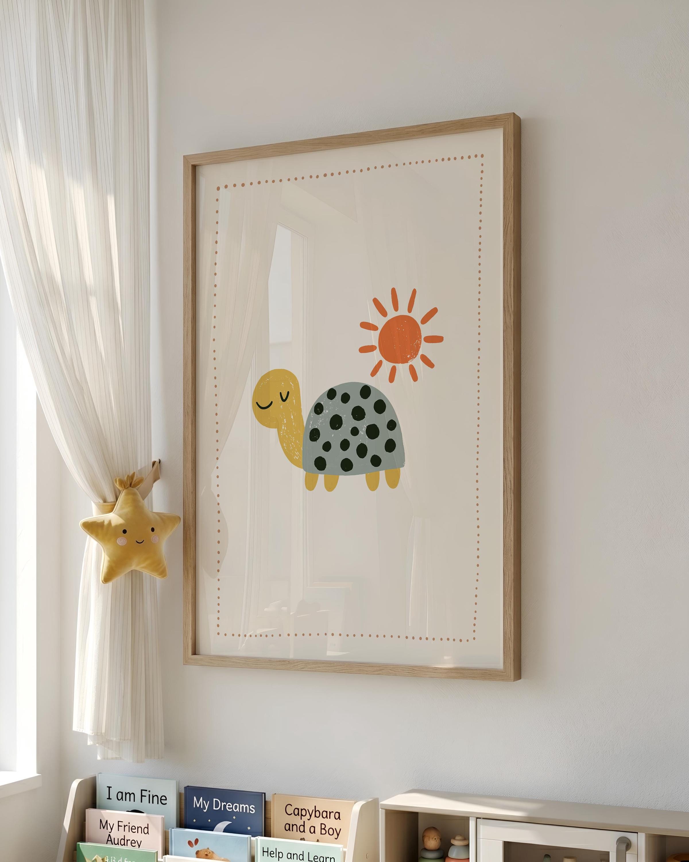 Blue turtle with sun nursery print