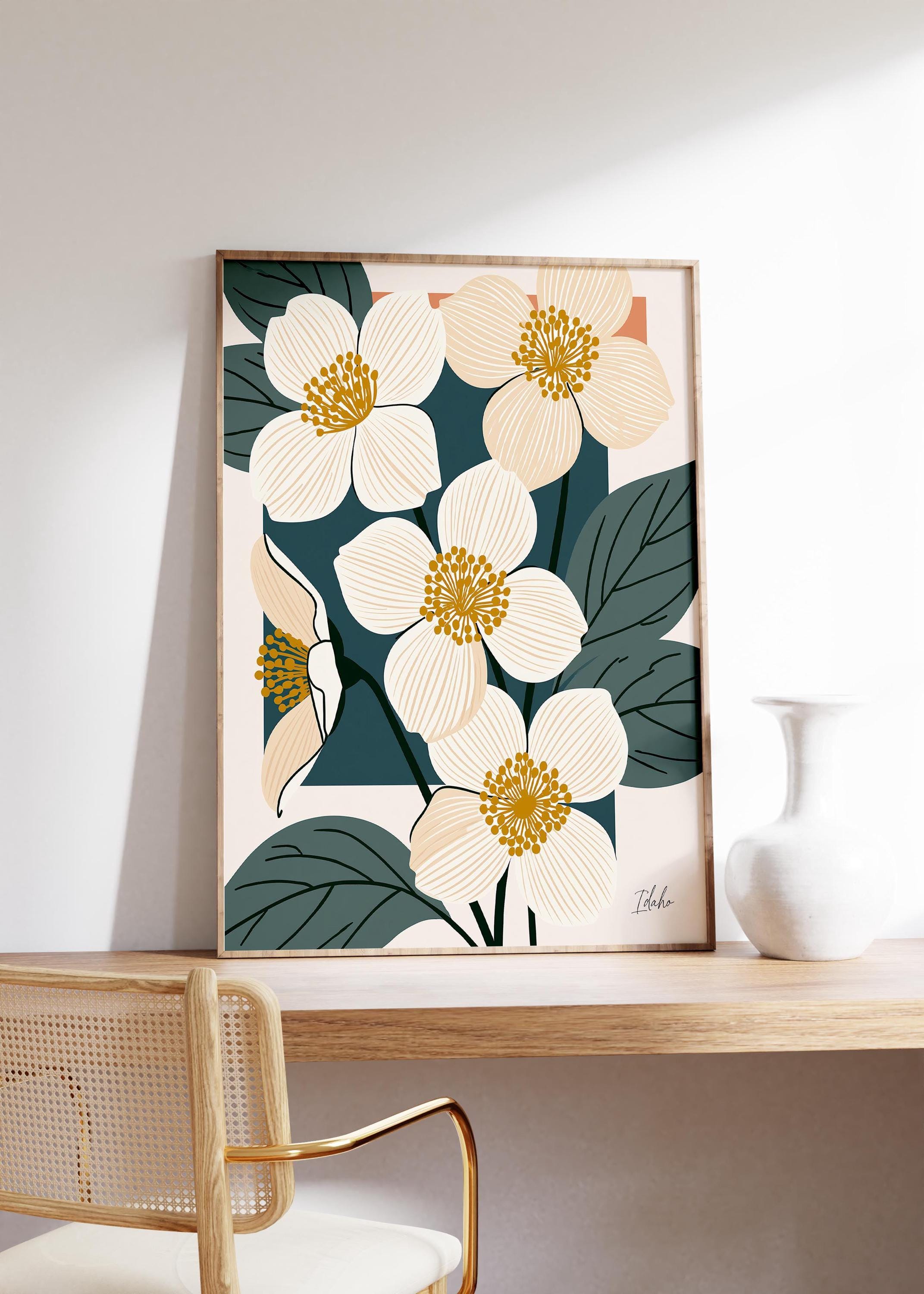 Idaho state flower art print, syringa