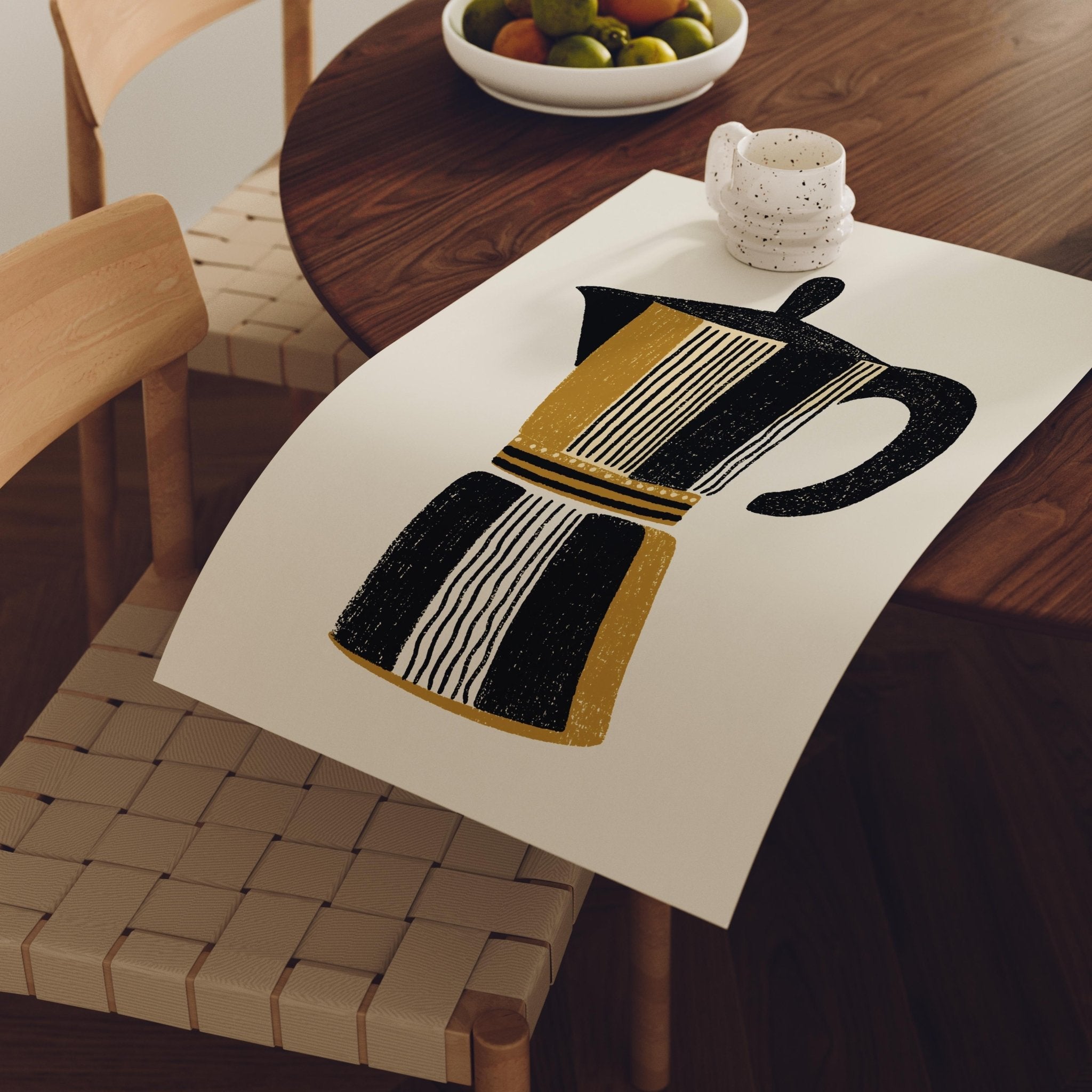 Textured stovetop espresso maker coffee art print