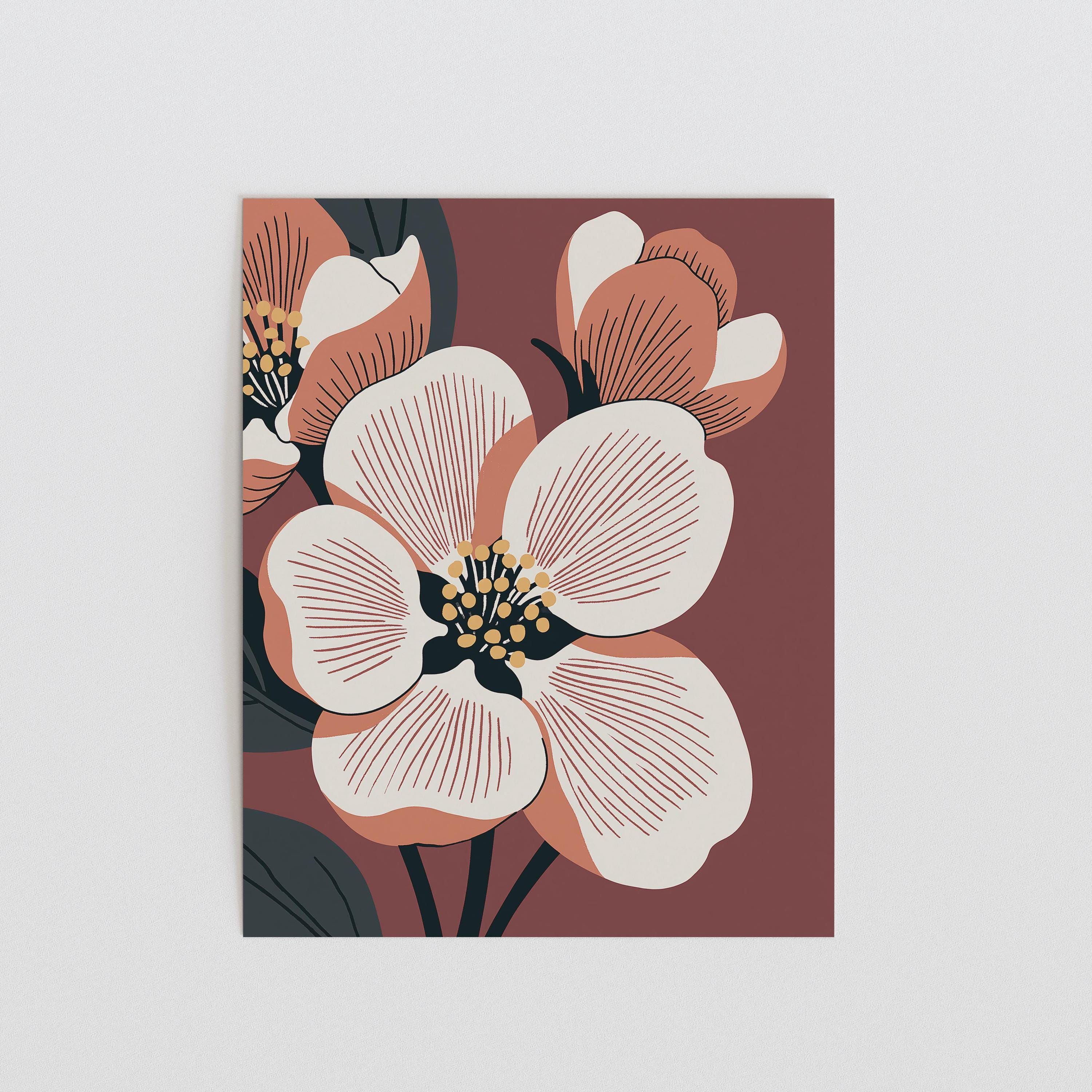 Michigan state flower art print, apple blossom