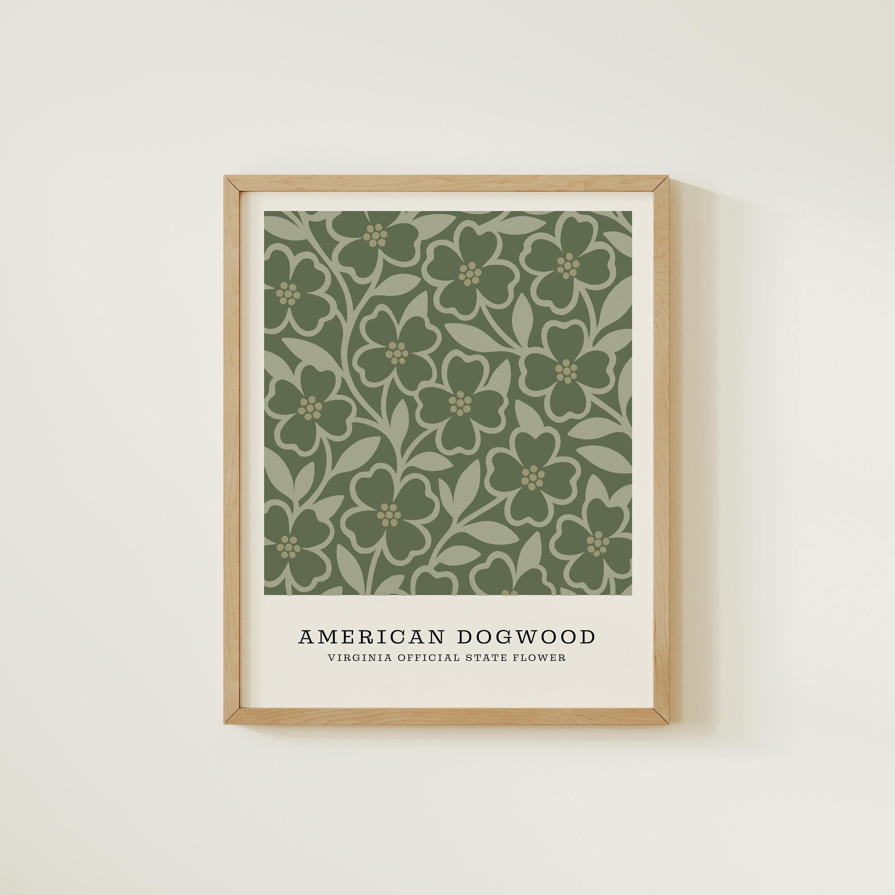 Virginia state flower art print, American dogwood